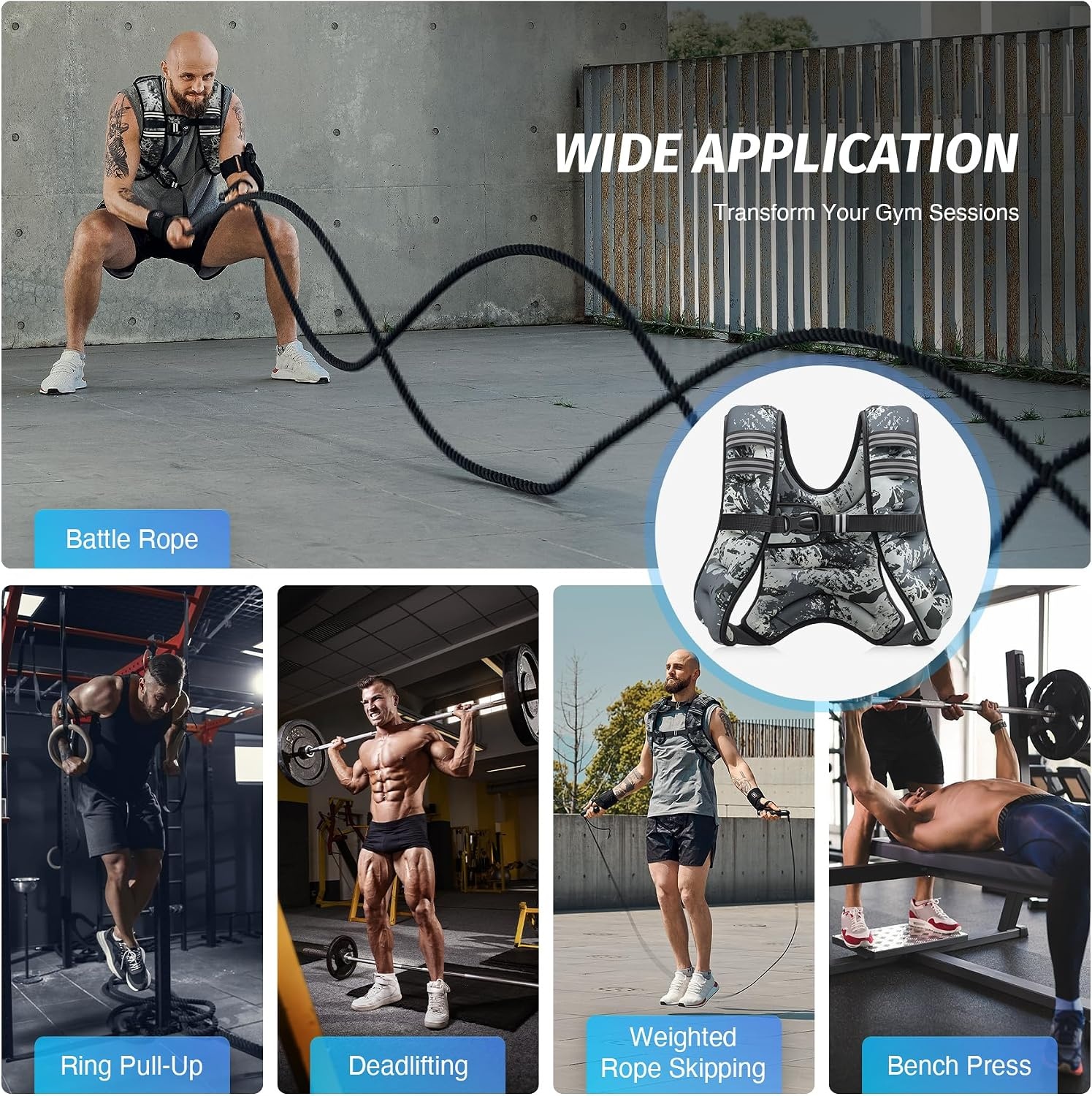 image:imageZELUS Weighted Vest 6lb8lb12lb16lb20lb25lb30lb Weight Vest with Reflective Stripe for Workout Strength Training Running Fitness Muscle Building Weight Loss WeightliftingUrban Gray Camo