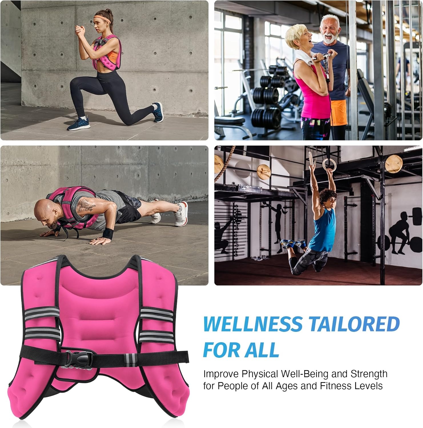 image:imageZELUS Weighted Vest 6lb8lb12lb16lb20lb25lb30lb Weight Vest with Reflective Stripe for Workout Strength Training Running Fitness Muscle Building Weight Loss WeightliftingPink
