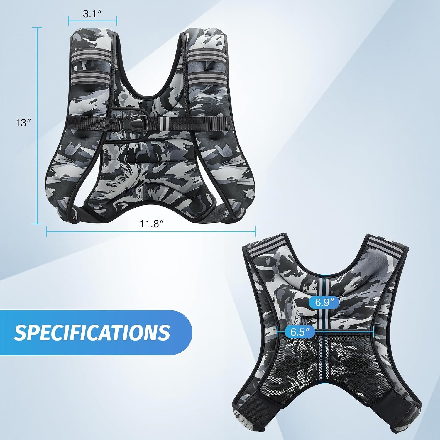 image:imageZELUS Weighted Vest 6lb8lb12lb16lb20lb25lb30lb Weight Vest with Reflective Stripe for Workout Strength Training Running Fitness Muscle Building Weight Loss WeightliftingGray Camo