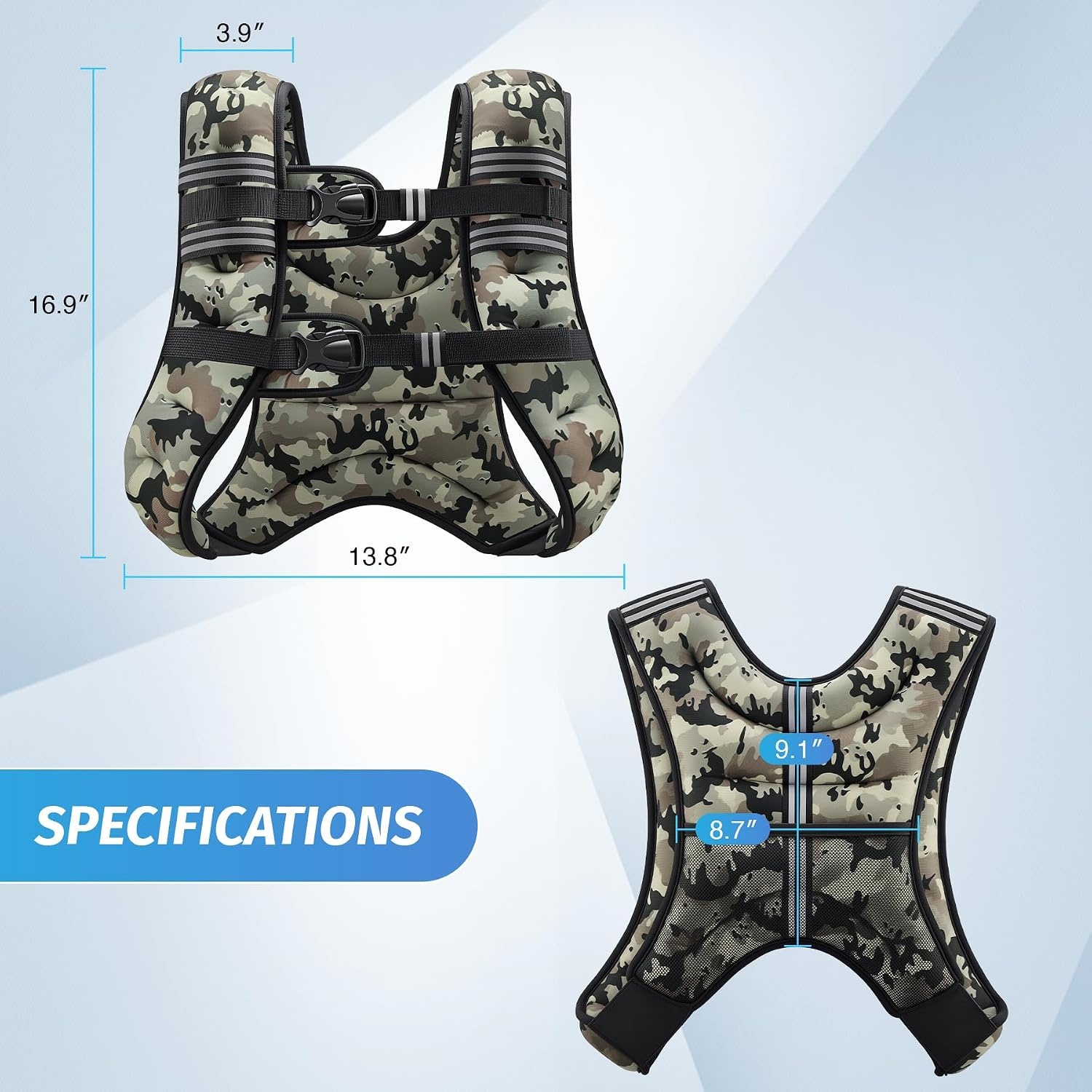 image:imageZELUS Weighted Vest 6lb8lb12lb16lb20lb25lb30lb Weight Vest with Reflective Stripe for Workout Strength Training Running Fitness Muscle Building Weight Loss WeightliftingDesert Camo