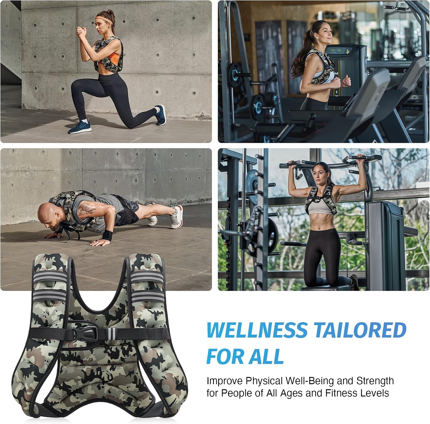 image:imageZELUS Weighted Vest 6lb8lb12lb16lb20lb25lb30lb Weight Vest with Reflective Stripe for Workout Strength Training Running Fitness Muscle Building Weight Loss WeightliftingDesert Camo