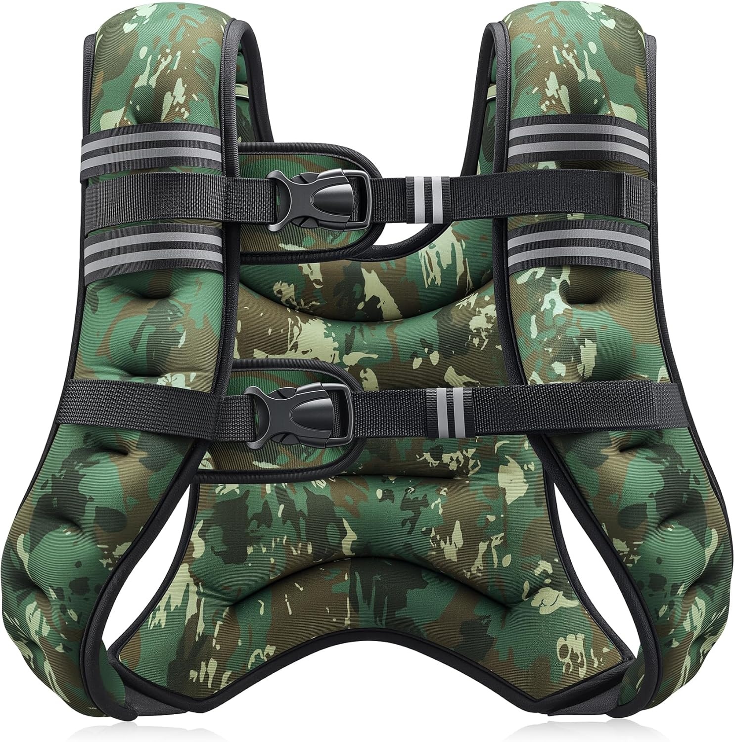 image:imageZELUS Weighted Vest 6lb8lb12lb16lb20lb25lb30lb Weight Vest with Reflective Stripe for Workout Strength Training Running Fitness Muscle Building Weight Loss WeightliftingGreen Camo