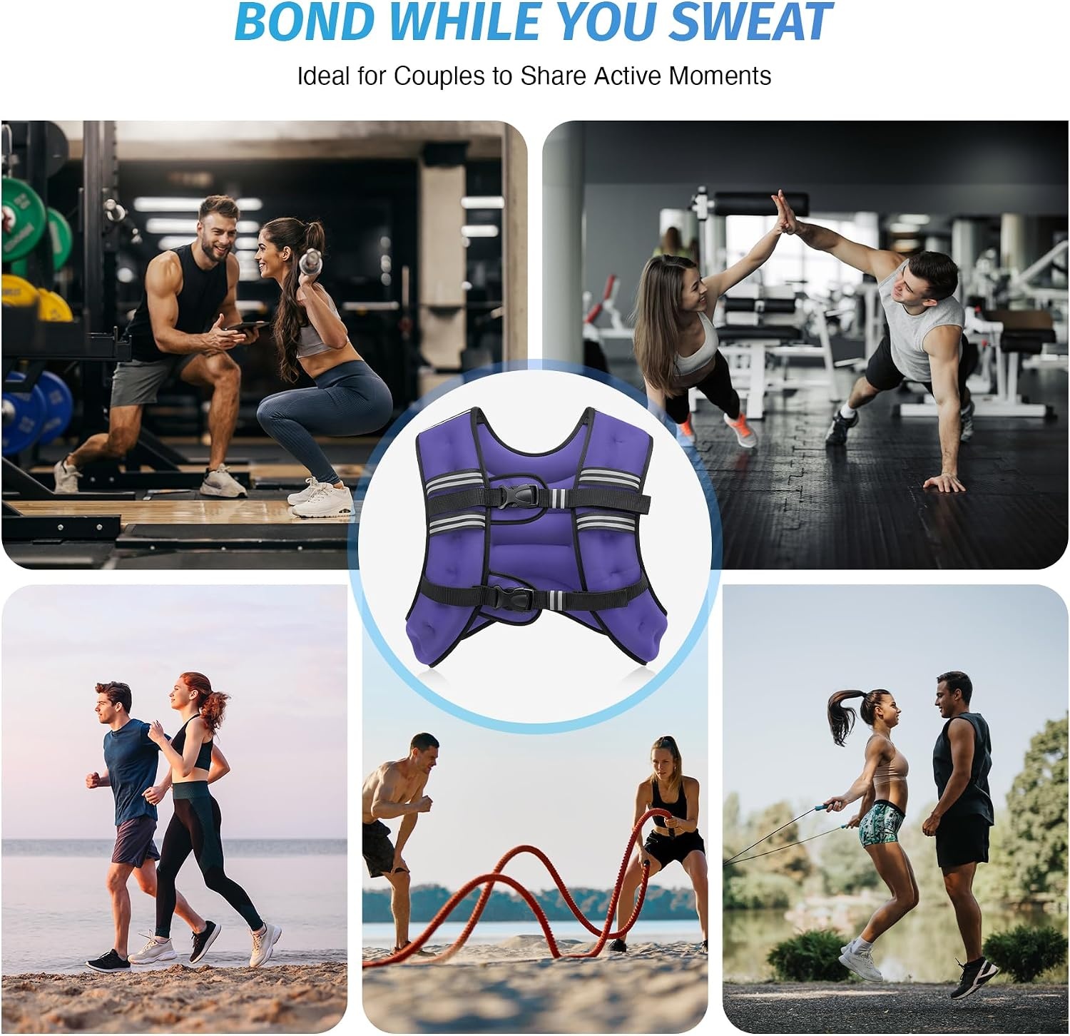 image:imageZELUS Weighted Vest 6lb8lb12lb16lb20lb25lb30lb Weight Vest with Reflective Stripe for Workout Strength Training Running Fitness Muscle Building Weight Loss WeightliftingViolet