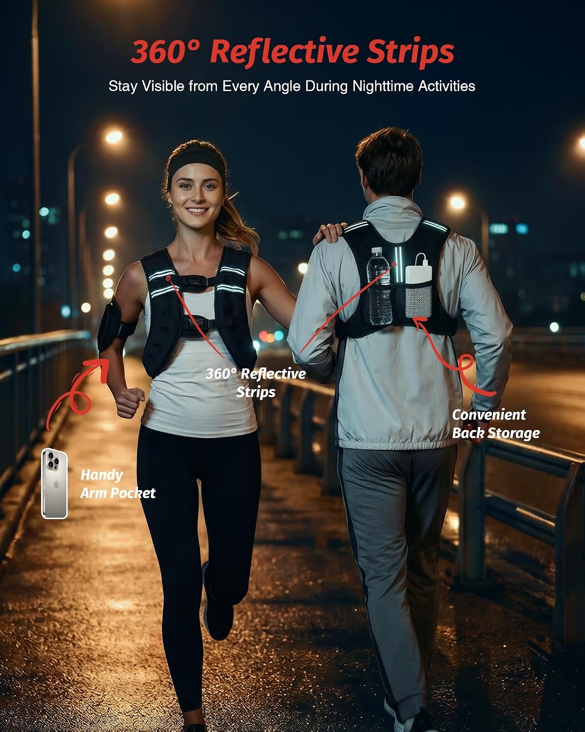 image:imageZELUS Weighted Vest 6lb8lb12lb16lb20lb25lb30lb Weight Vest with Reflective Stripe for Workout Strength Training Running Fitness Muscle Building Weight Loss WeightliftingBlack