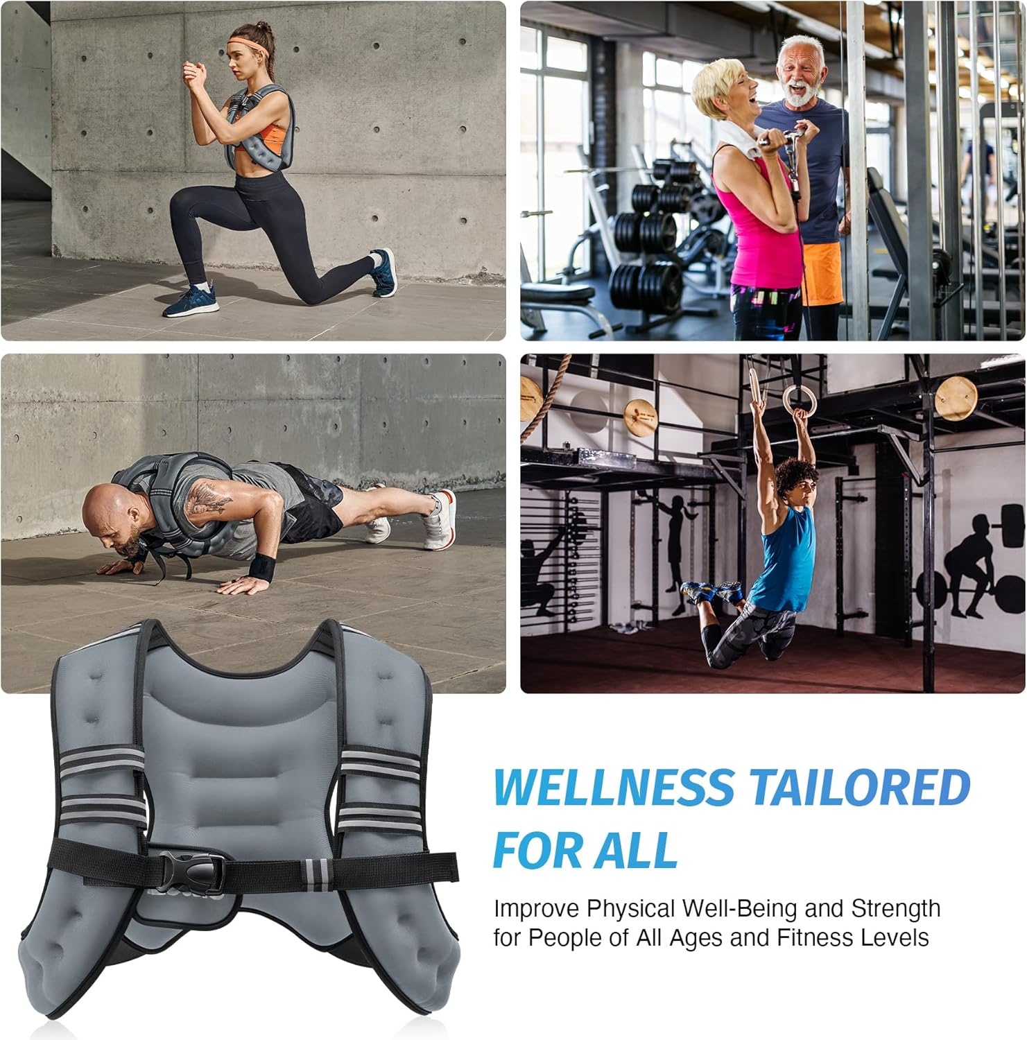 image:imageZELUS Weighted Vest 6lb8lb12lb16lb20lb25lb30lb Weight Vest with Reflective Stripe for Workout Strength Training Running Fitness Muscle Building Weight Loss WeightliftingGrey
