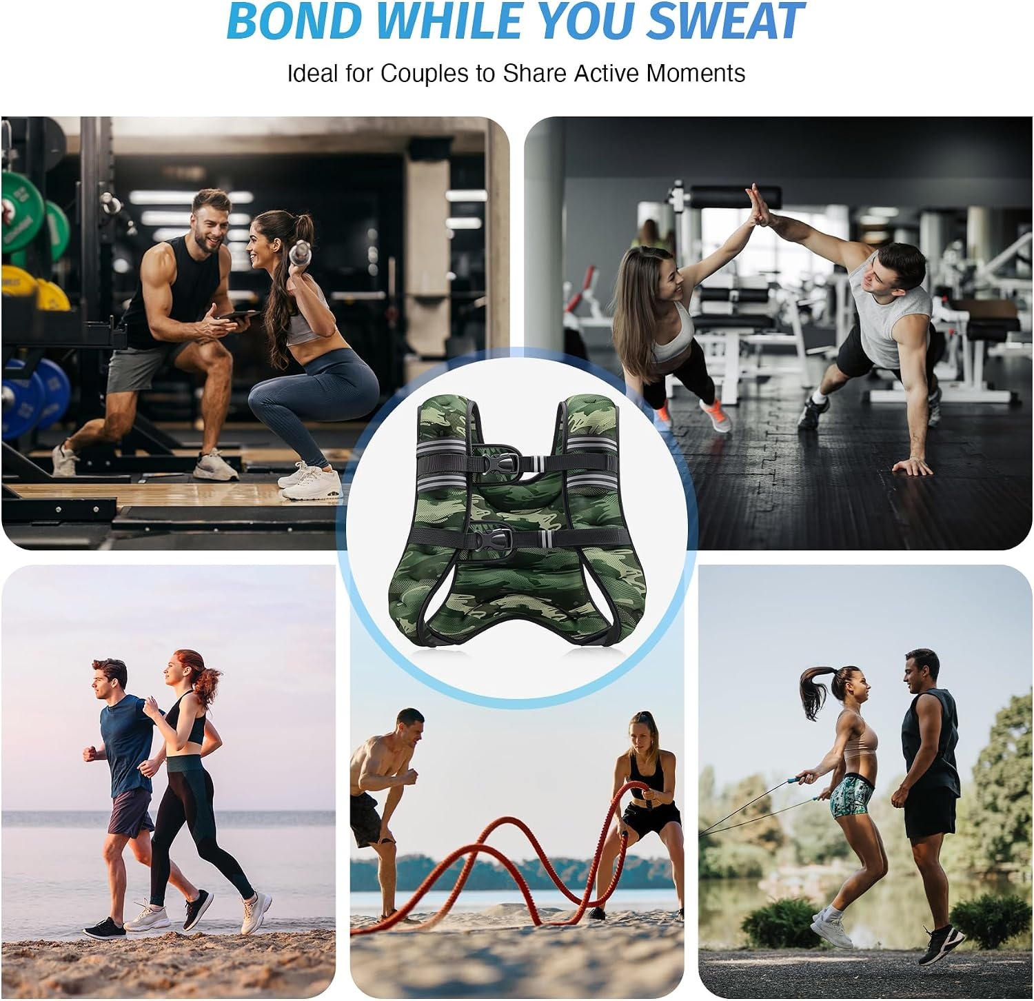 image:imageZELUS Weighted Vest 6lb8lb12lb16lb20lb25lb30lb Weight Vest with Reflective Stripe for Workout Strength Training Running Fitness Muscle Building Weight Loss WeightliftingForest Green Camo