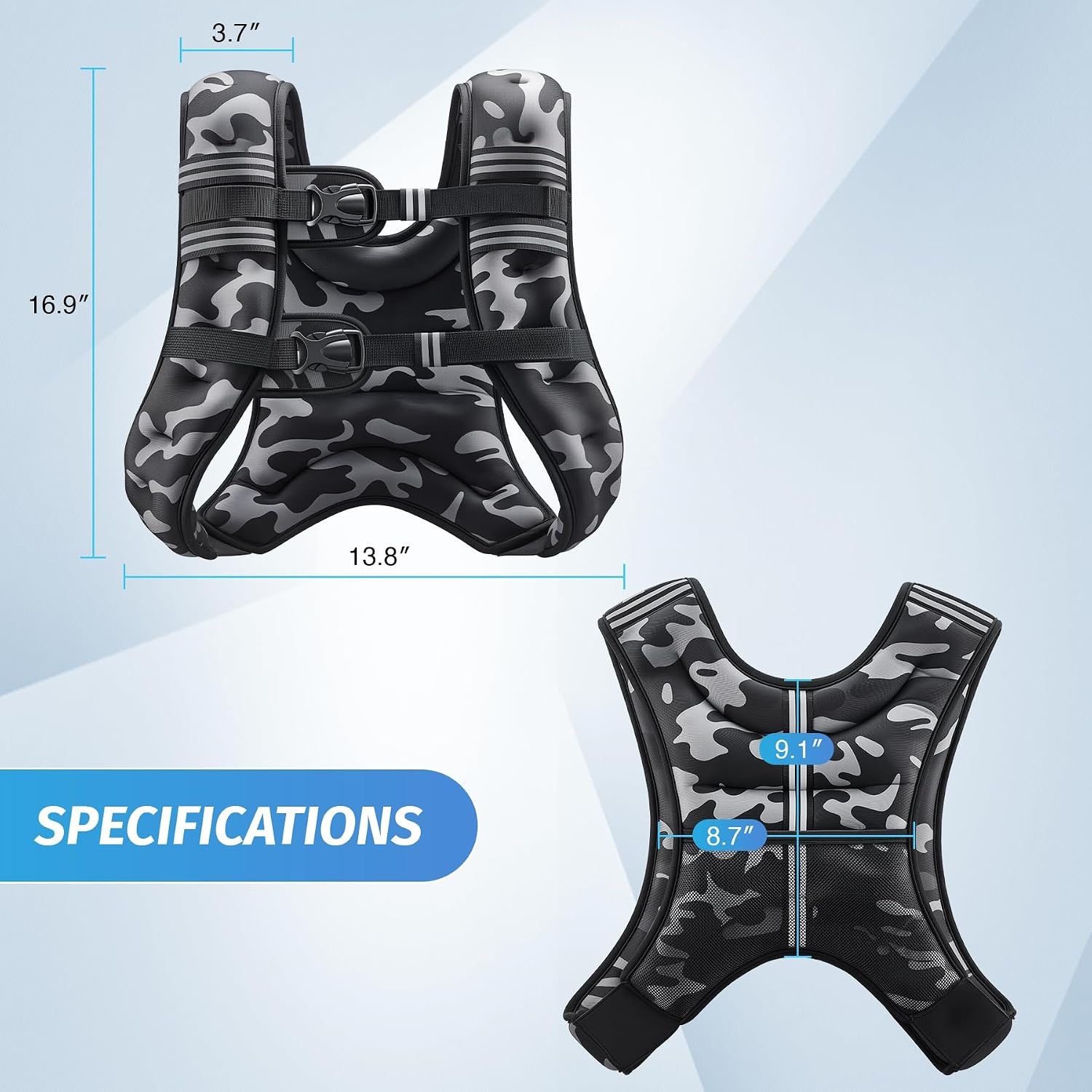 image:imageZELUS Weighted Vest 6lb8lb12lb16lb20lb25lb30lb Weight Vest with Reflective Stripe for Workout Strength Training Running Fitness Muscle Building Weight Loss WeightliftingBlack Camo