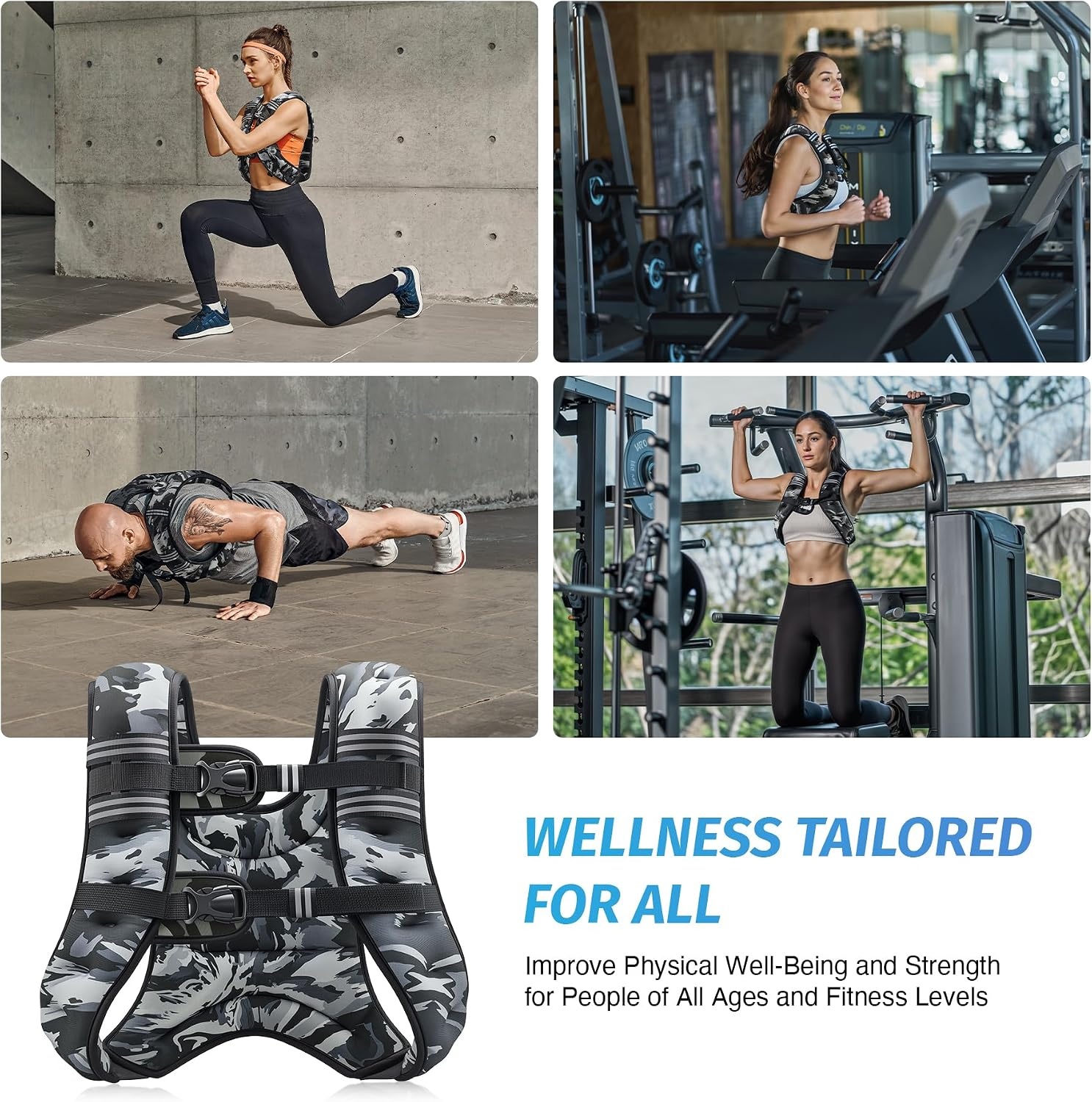image:imageZELUS Weighted Vest 6lb8lb12lb16lb20lb25lb30lb Weight Vest with Reflective Stripe for Workout Strength Training Running Fitness Muscle Building Weight Loss WeightliftingGray Camo