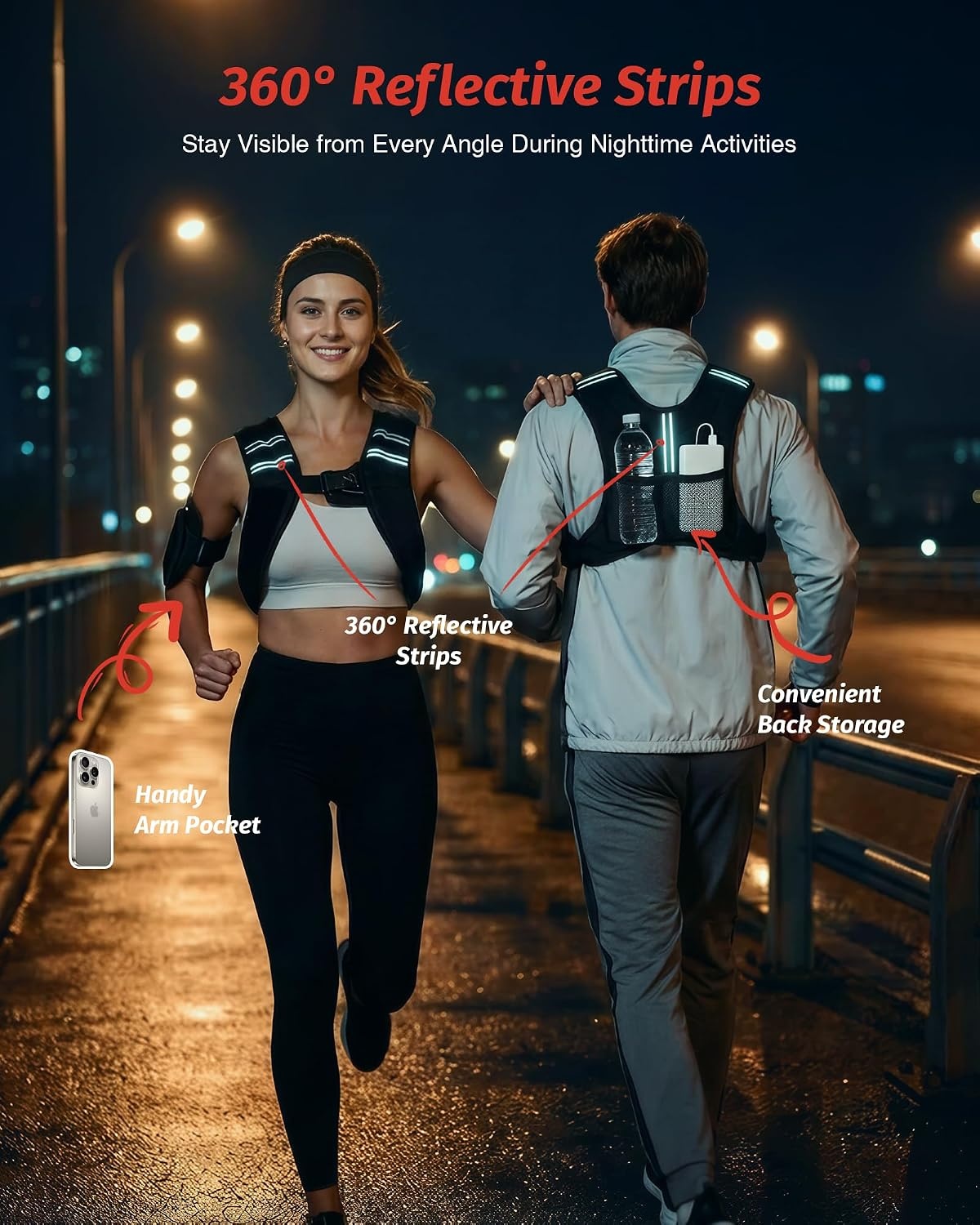 image:imageZELUS Weighted Vest 6lb8lb12lb16lb20lb25lb30lb Weight Vest with Reflective Stripe for Workout Strength Training Running Fitness Muscle Building Weight Loss WeightliftingBlack