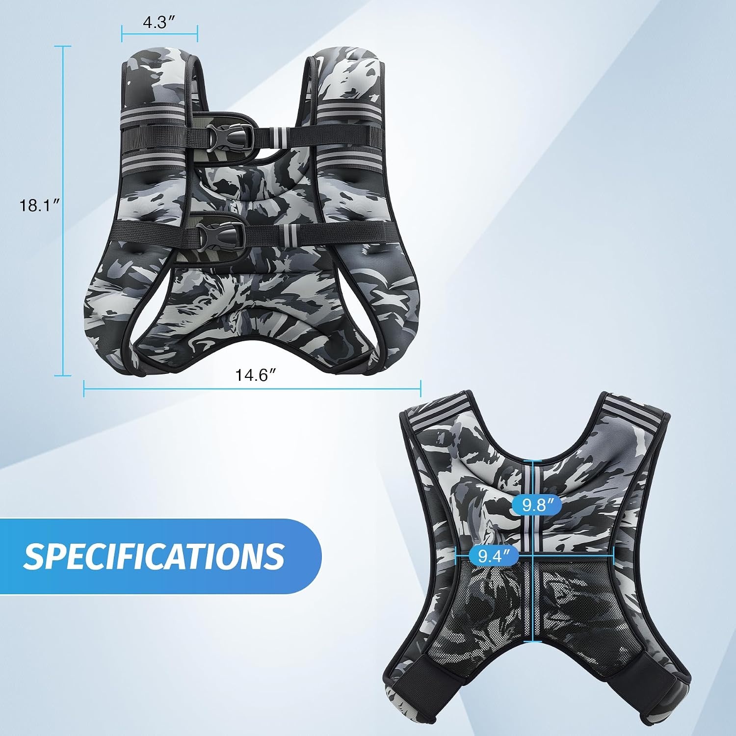 image:imageZELUS Weighted Vest 6lb8lb12lb16lb20lb25lb30lb Weight Vest with Reflective Stripe for Workout Strength Training Running Fitness Muscle Building Weight Loss WeightliftingGray Camo