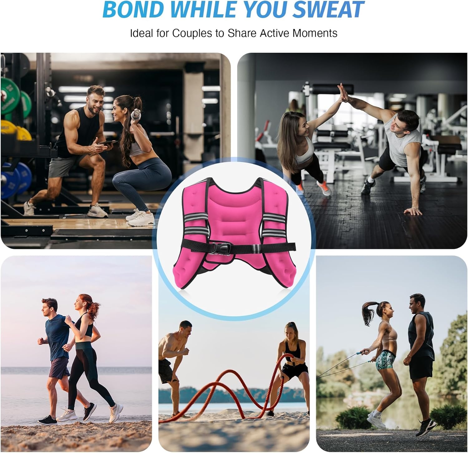 image:imageZELUS Weighted Vest 6lb8lb12lb16lb20lb25lb30lb Weight Vest with Reflective Stripe for Workout Strength Training Running Fitness Muscle Building Weight Loss WeightliftingPink
