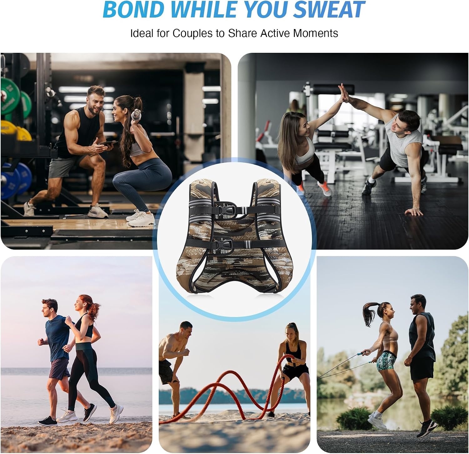 image:imageZELUS Weighted Vest 6lb8lb12lb16lb20lb25lb30lb Weight Vest with Reflective Stripe for Workout Strength Training Running Fitness Muscle Building Weight Loss WeightliftingBrushstroke Sand Camo