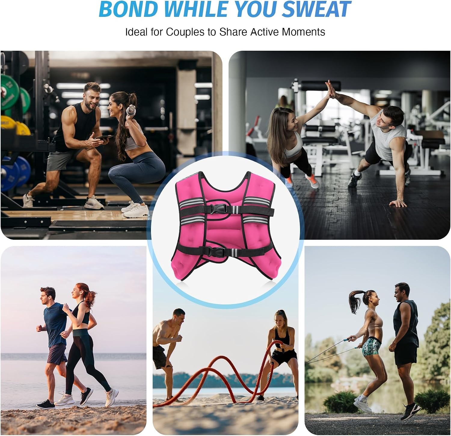 image:imageZELUS Weighted Vest 6lb8lb12lb16lb20lb25lb30lb Weight Vest with Reflective Stripe for Workout Strength Training Running Fitness Muscle Building Weight Loss WeightliftingPink