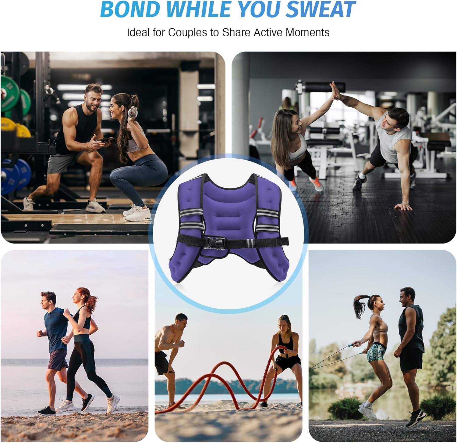 image:imageZELUS Weighted Vest 6lb8lb12lb16lb20lb25lb30lb Weight Vest with Reflective Stripe for Workout Strength Training Running Fitness Muscle Building Weight Loss WeightliftingViolet