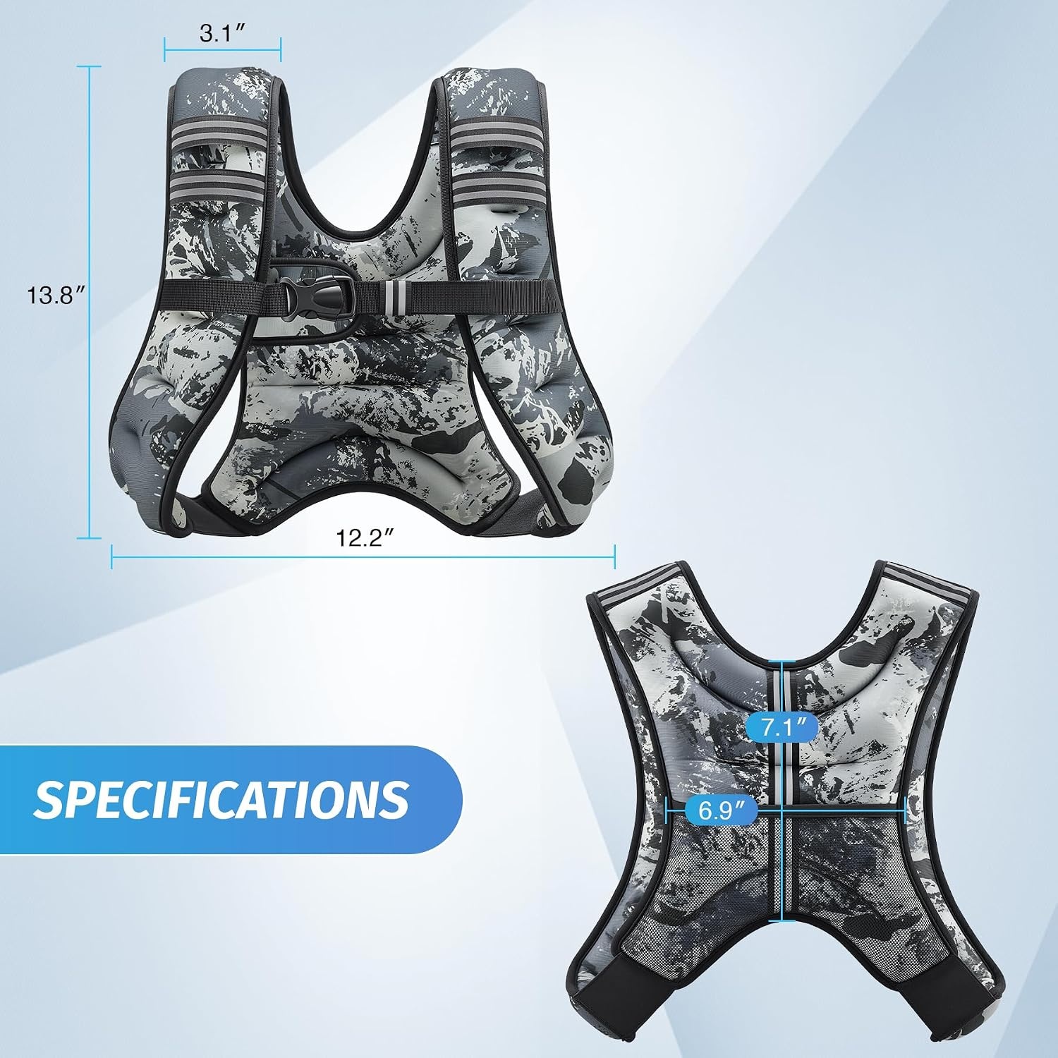 image:imageZELUS Weighted Vest 6lb8lb12lb16lb20lb25lb30lb Weight Vest with Reflective Stripe for Workout Strength Training Running Fitness Muscle Building Weight Loss WeightliftingUrban Gray Camo