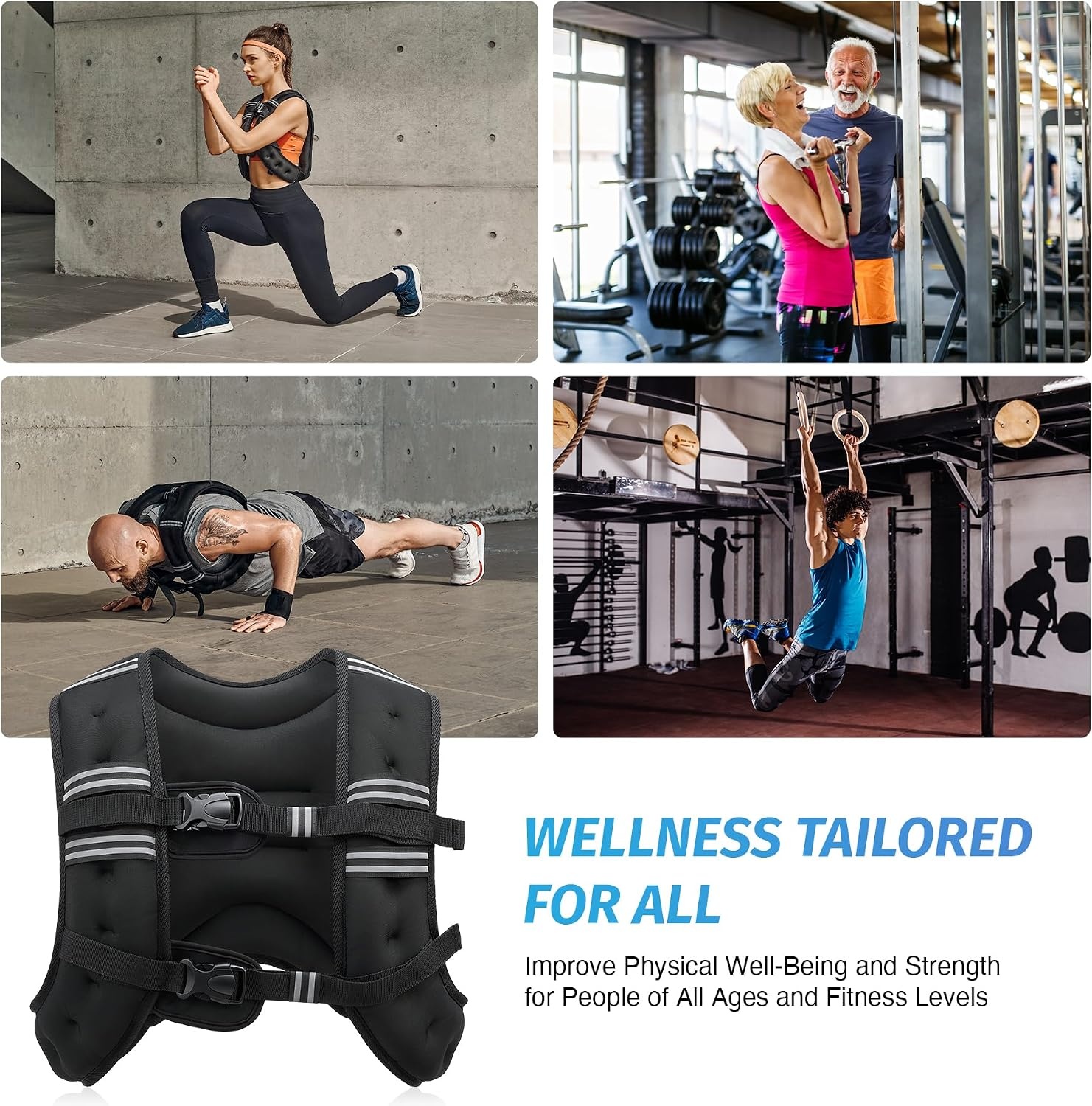 image:imageZELUS Weighted Vest 6lb8lb12lb16lb20lb25lb30lb Weight Vest with Reflective Stripe for Workout Strength Training Running Fitness Muscle Building Weight Loss WeightliftingBlack