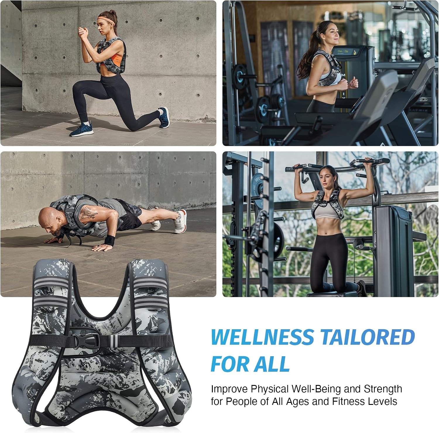 image:imageZELUS Weighted Vest 6lb8lb12lb16lb20lb25lb30lb Weight Vest with Reflective Stripe for Workout Strength Training Running Fitness Muscle Building Weight Loss WeightliftingUrban Gray Camo