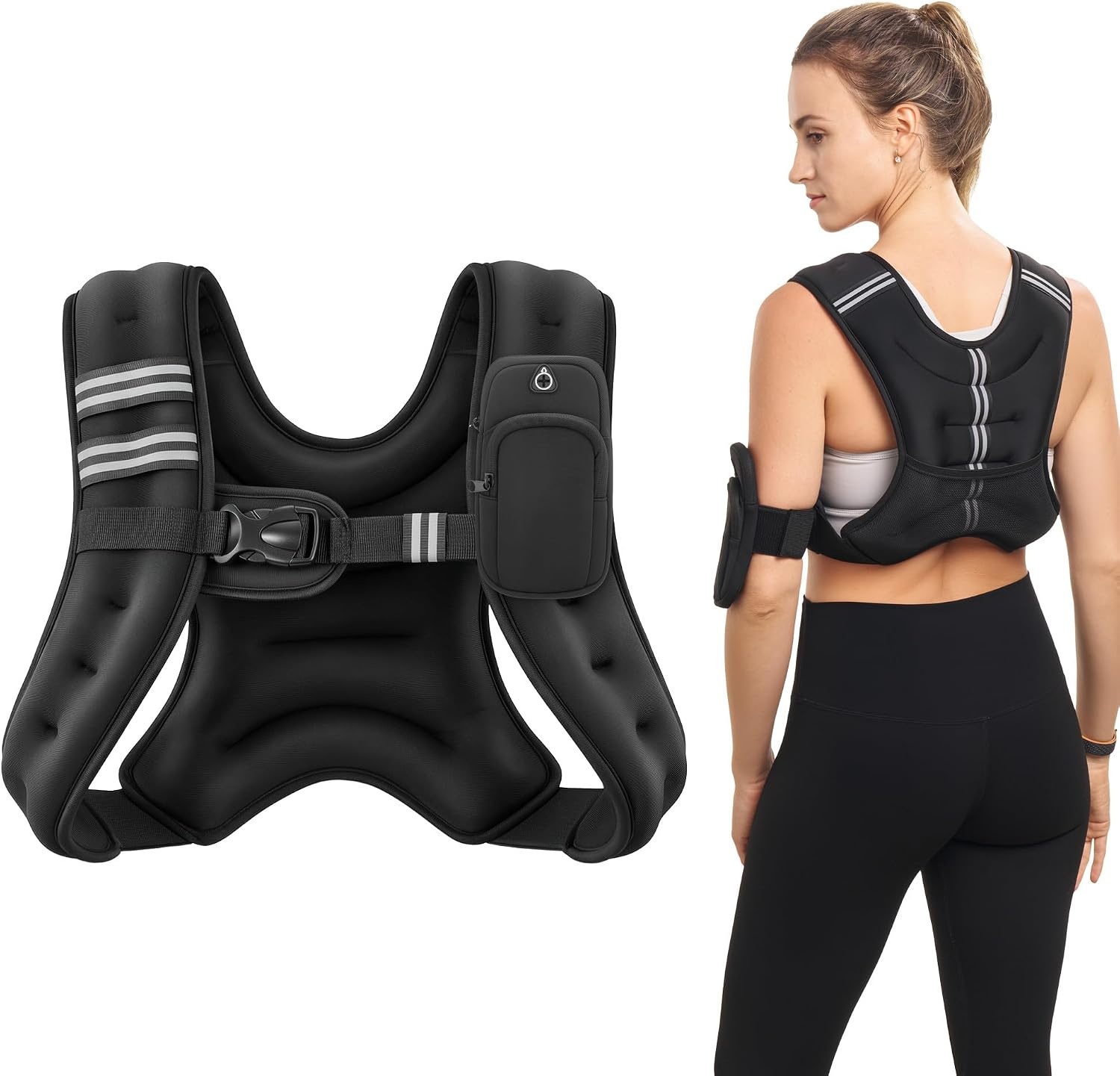 image:imageZELUS Weighted Vest 6lb8lb12lb16lb20lb25lb30lb Weight Vest with Reflective Stripe for Workout Strength Training Running Fitness Muscle Building Weight Loss WeightliftingBlack