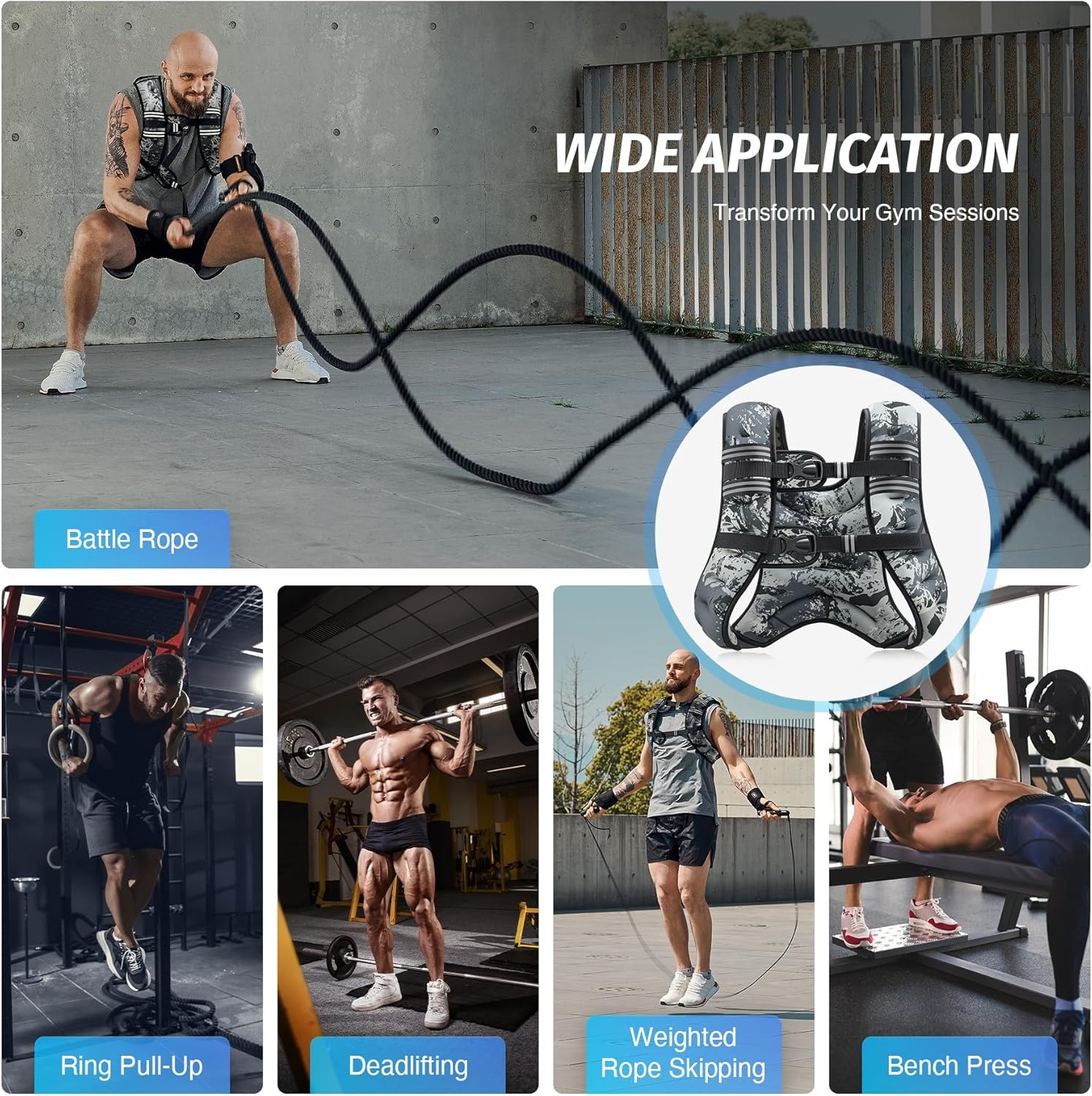 image:imageZELUS Weighted Vest 6lb8lb12lb16lb20lb25lb30lb Weight Vest with Reflective Stripe for Workout Strength Training Running Fitness Muscle Building Weight Loss WeightliftingUrban Gray Camo