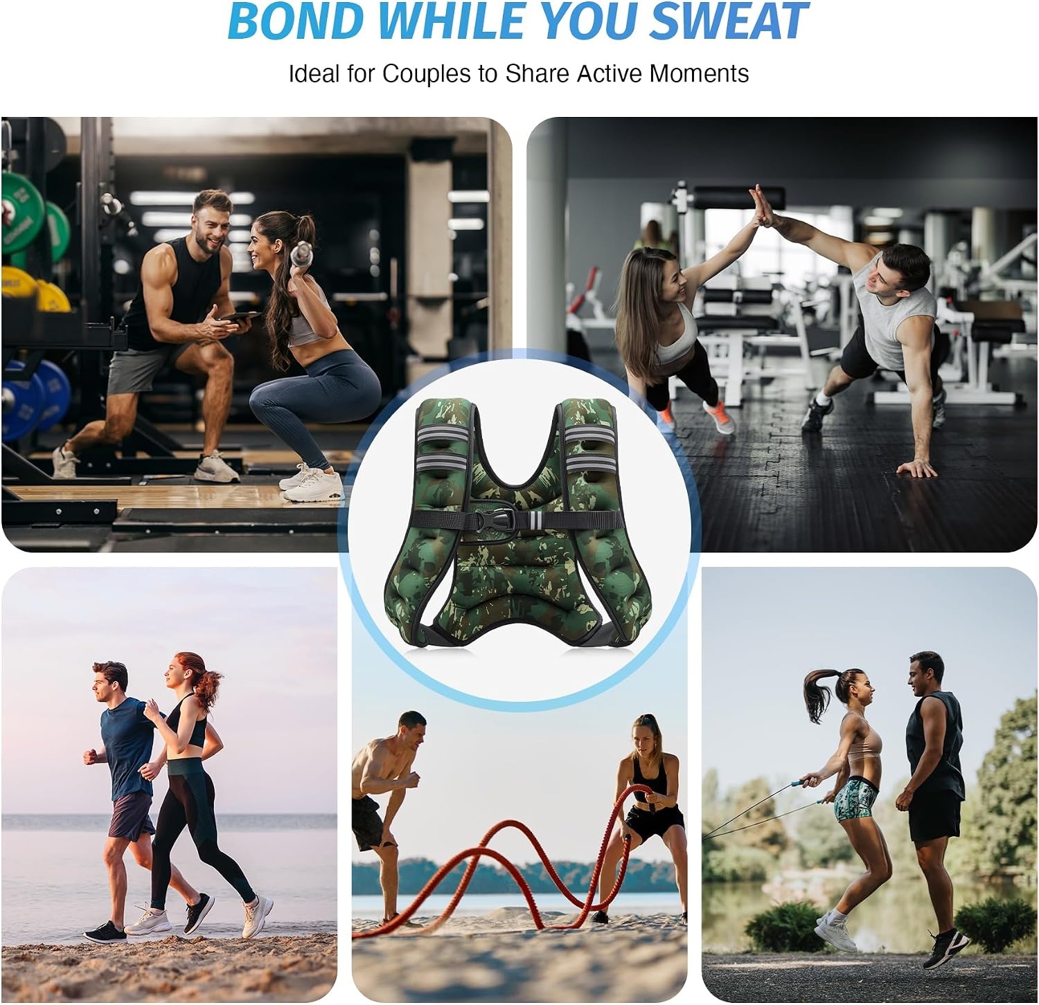 image:imageZELUS Weighted Vest 6lb8lb12lb16lb20lb25lb30lb Weight Vest with Reflective Stripe for Workout Strength Training Running Fitness Muscle Building Weight Loss WeightliftingGreen Camo