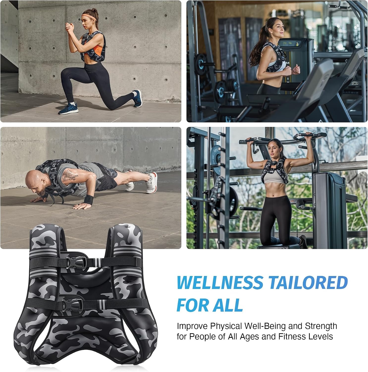 image:imageZELUS Weighted Vest 6lb8lb12lb16lb20lb25lb30lb Weight Vest with Reflective Stripe for Workout Strength Training Running Fitness Muscle Building Weight Loss WeightliftingBlack Camo