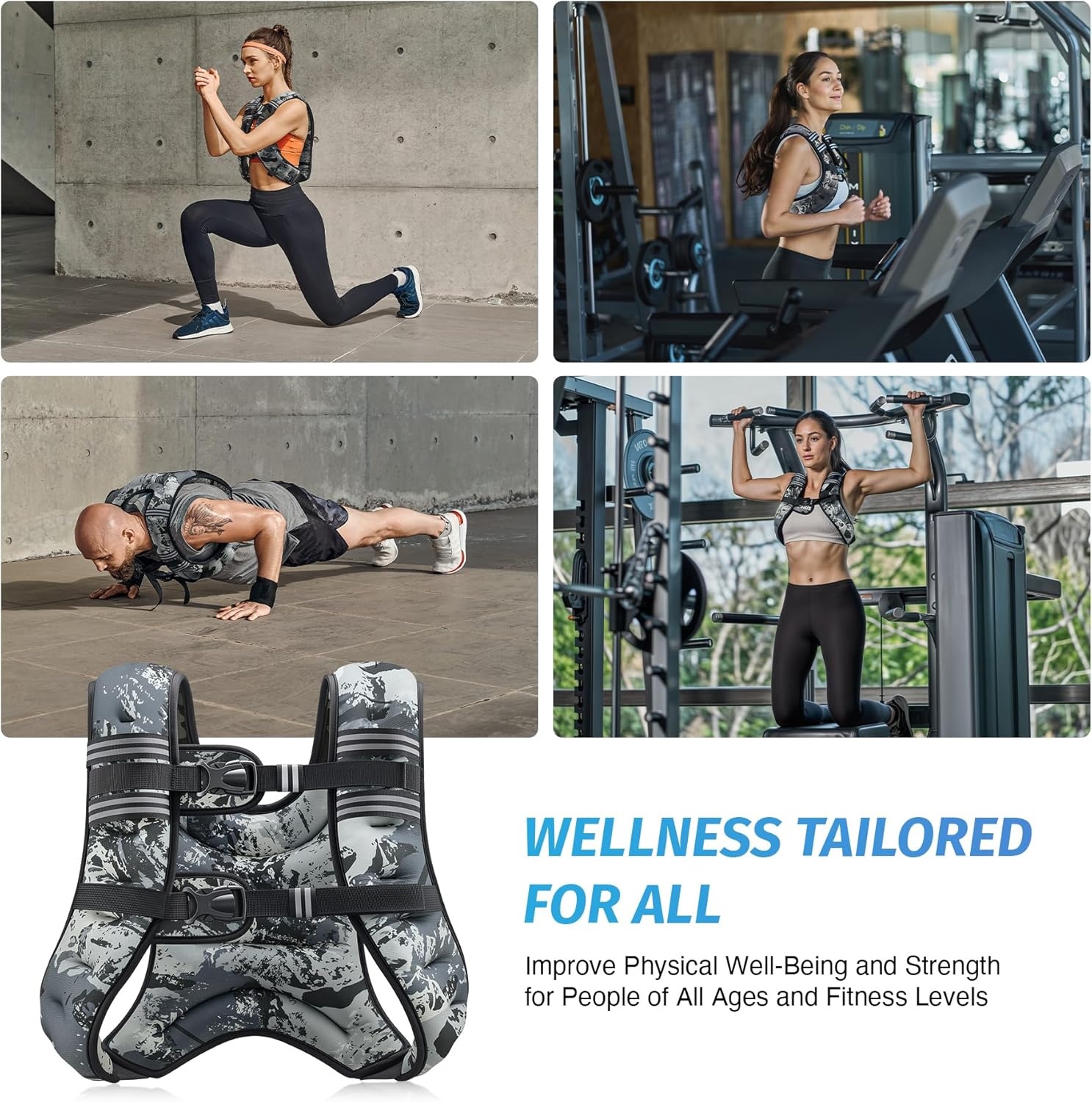 image:imageZELUS Weighted Vest 6lb8lb12lb16lb20lb25lb30lb Weight Vest with Reflective Stripe for Workout Strength Training Running Fitness Muscle Building Weight Loss WeightliftingUrban Gray Camo