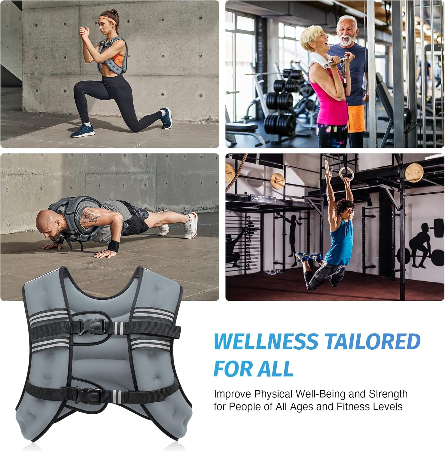 image:imageZELUS Weighted Vest 6lb8lb12lb16lb20lb25lb30lb Weight Vest with Reflective Stripe for Workout Strength Training Running Fitness Muscle Building Weight Loss WeightliftingGrey