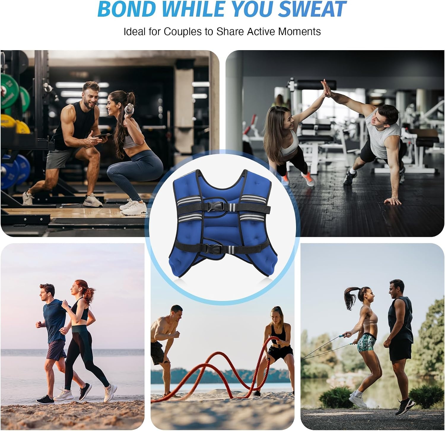 image:imageZELUS Weighted Vest 6lb8lb12lb16lb20lb25lb30lb Weight Vest with Reflective Stripe for Workout Strength Training Running Fitness Muscle Building Weight Loss WeightliftingBlue