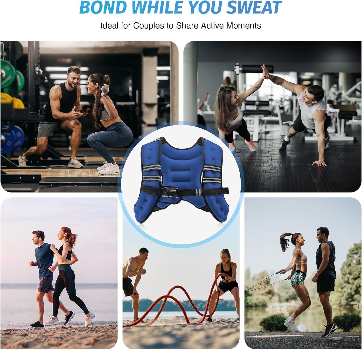 image:imageZELUS Weighted Vest 6lb8lb12lb16lb20lb25lb30lb Weight Vest with Reflective Stripe for Workout Strength Training Running Fitness Muscle Building Weight Loss WeightliftingBlue