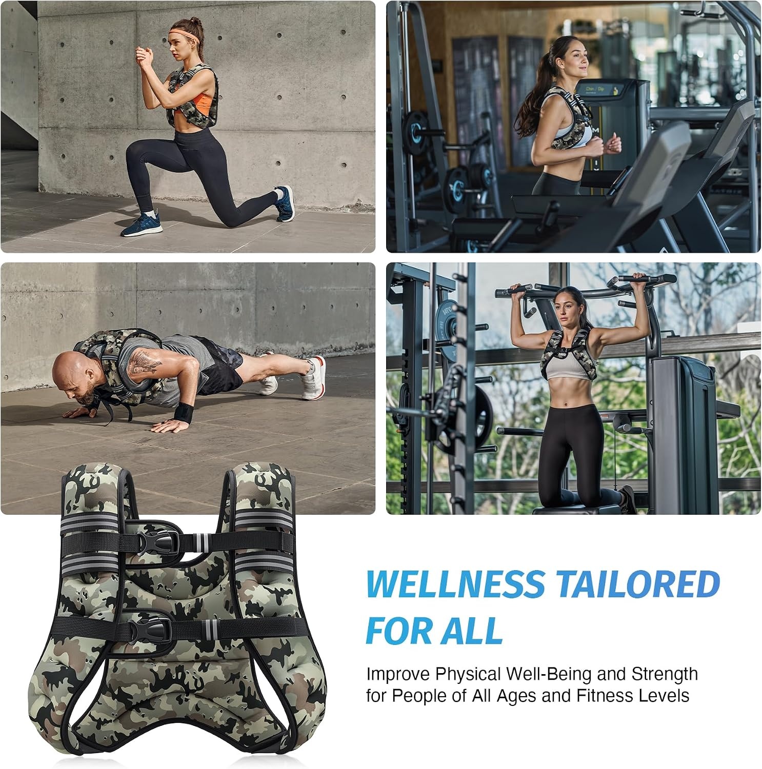 image:imageZELUS Weighted Vest 6lb8lb12lb16lb20lb25lb30lb Weight Vest with Reflective Stripe for Workout Strength Training Running Fitness Muscle Building Weight Loss WeightliftingDesert Camo