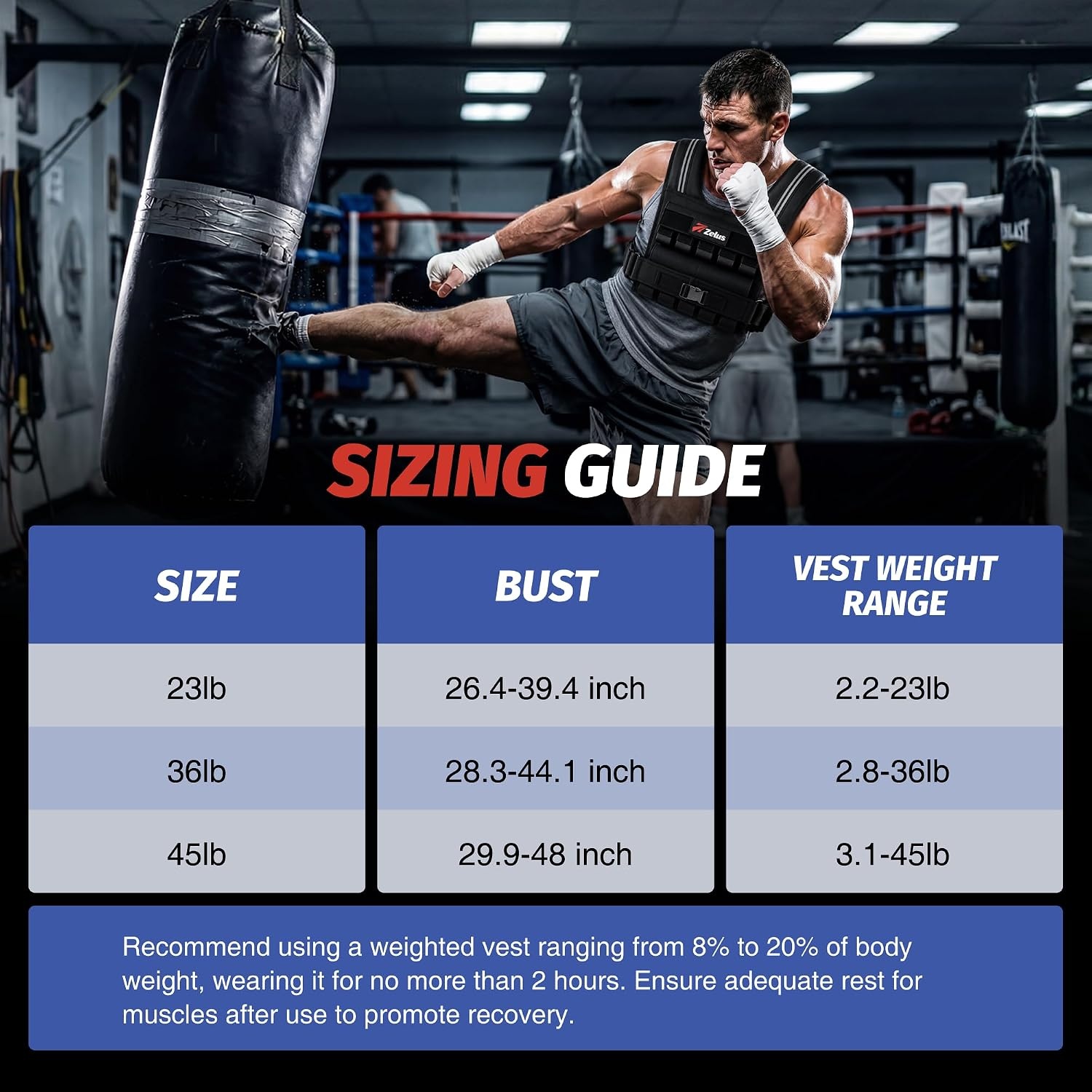 image:imageZELUS Weighted Vest Men 23lbs36lbs45lbs Adjustable Weight Vest Removable Iron Weights Reflective Stripe NoBounce Design Hand Washable Strength Training Running HIIT amp CalisthenicsBlack