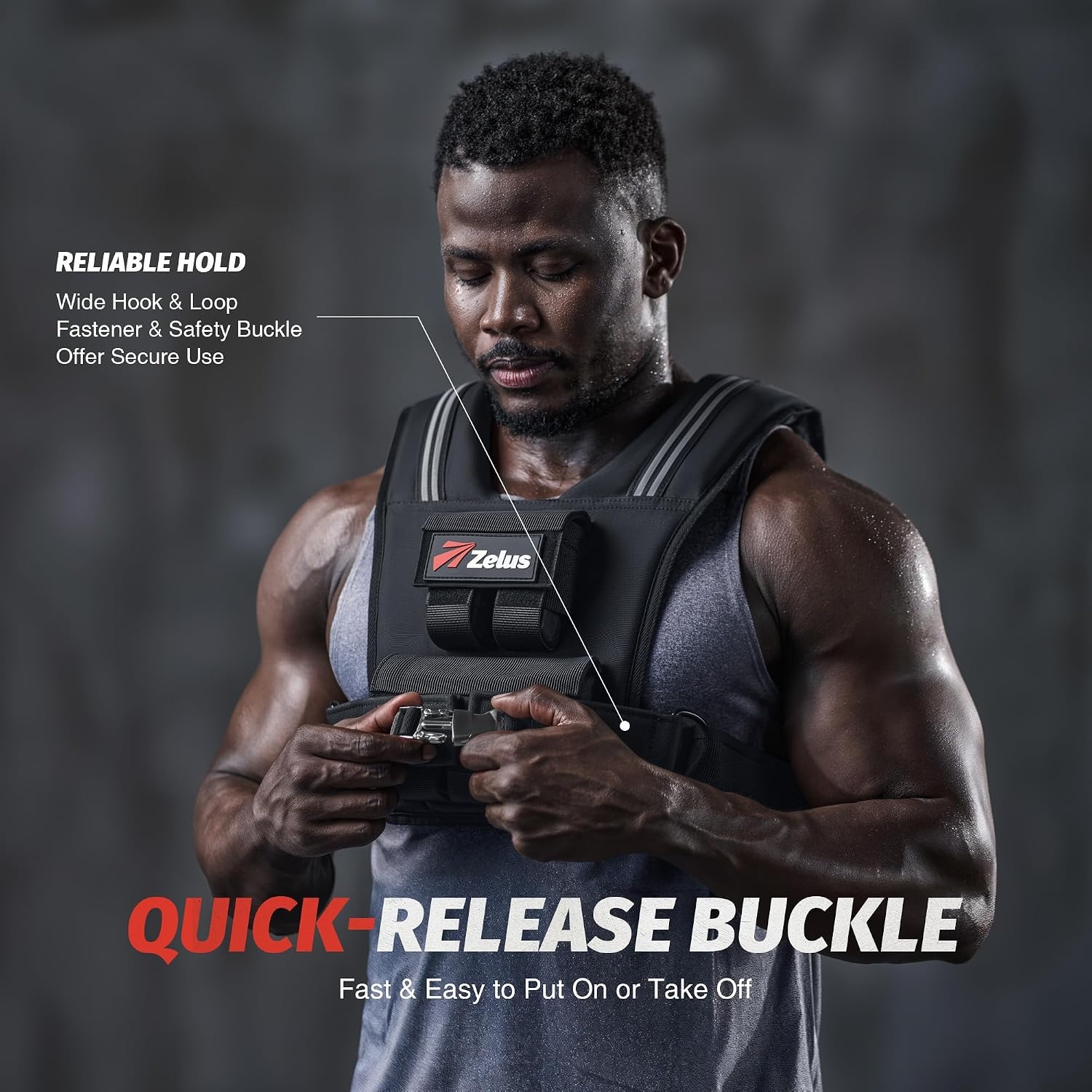 image:imageZELUS Weighted Vest Men 23lbs36lbs45lbs Adjustable Weight Vest Removable Iron Weights Reflective Stripe NoBounce Design Hand Washable Strength Training Running HIIT amp CalisthenicsBlack