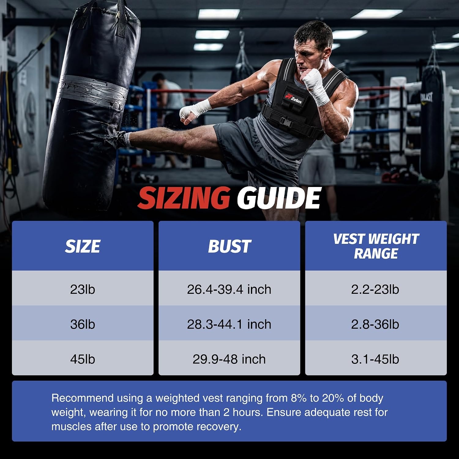 image:imageZELUS Weighted Vest Men 23lbs36lbs45lbs Adjustable Weight Vest Removable Iron Weights Reflective Stripe NoBounce Design Hand Washable Strength Training Running HIIT amp CalisthenicsBlack