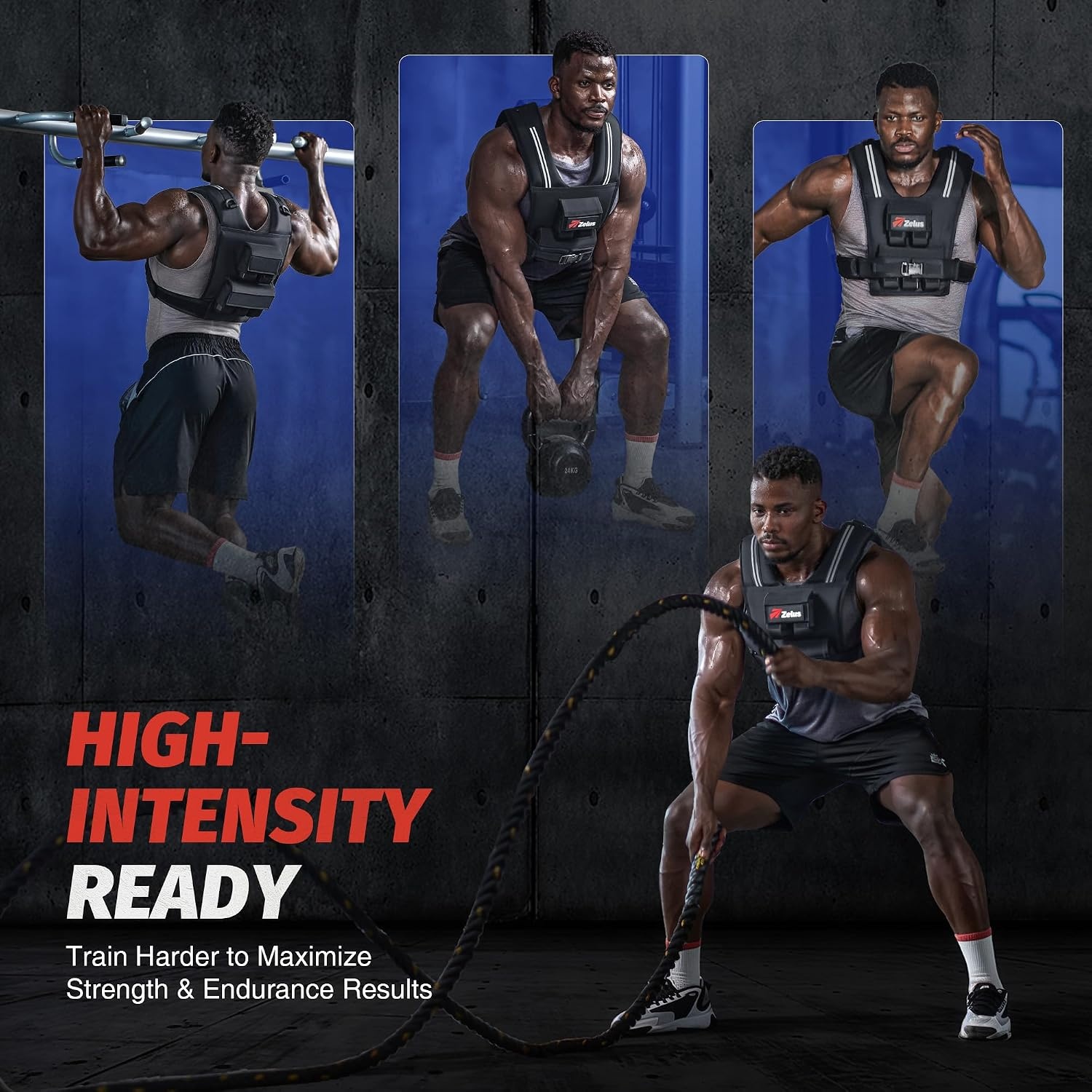 image:imageZELUS Weighted Vest Men 23lbs36lbs45lbs Adjustable Weight Vest Removable Iron Weights Reflective Stripe NoBounce Design Hand Washable Strength Training Running HIIT amp CalisthenicsBlack