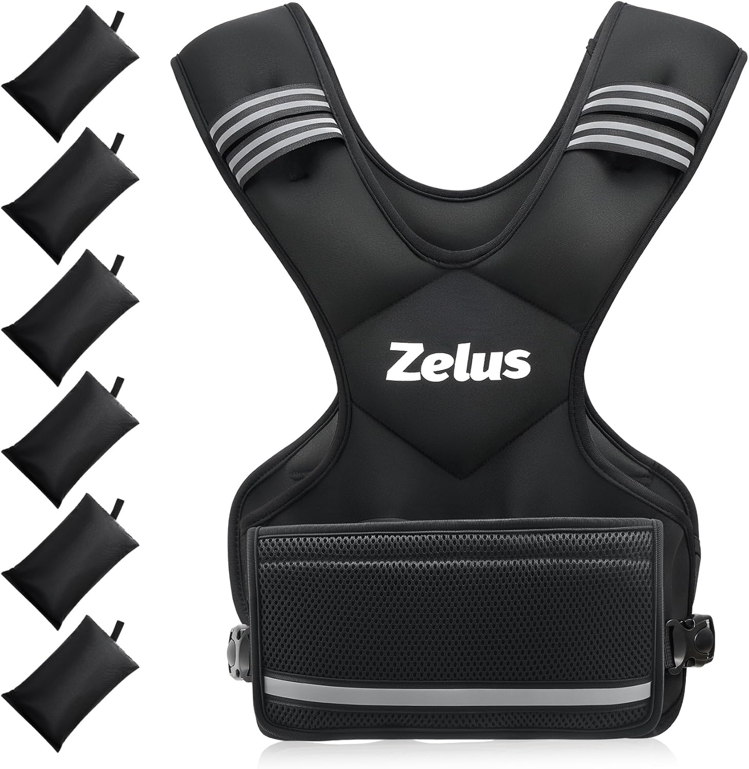 image:imageZELUS Weighted Vest for Men and Women 410lb1120lb2032lb Vest with 6 Ironsand Weights for Home Workouts Adjustable Body Weight Vest Exercise Set for Cardio and Strength TrainingBlack