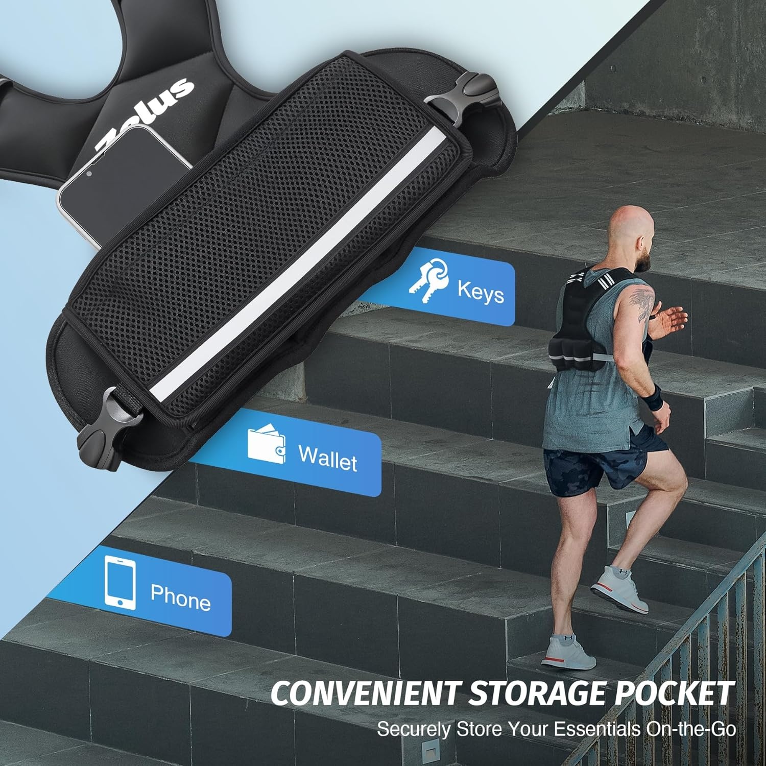 image:imageZELUS Weighted Vest for Men and Women 410lb1120lb2032lb Vest with 6 Ironsand Weights for Home Workouts Adjustable Body Weight Vest Exercise Set for Cardio and Strength TrainingBlack