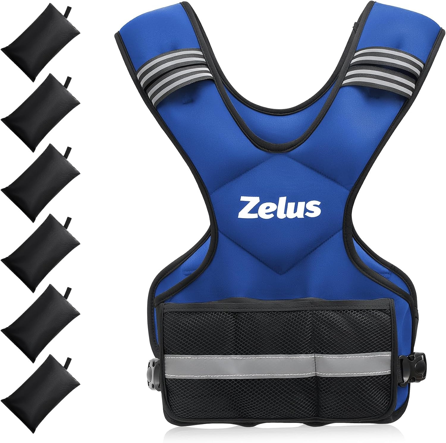 image:imageZELUS Weighted Vest for Men and Women 410lb1120lb2032lb Vest with 6 Ironsand Weights for Home Workouts Adjustable Body Weight Vest Exercise Set for Cardio and Strength TrainingBlue