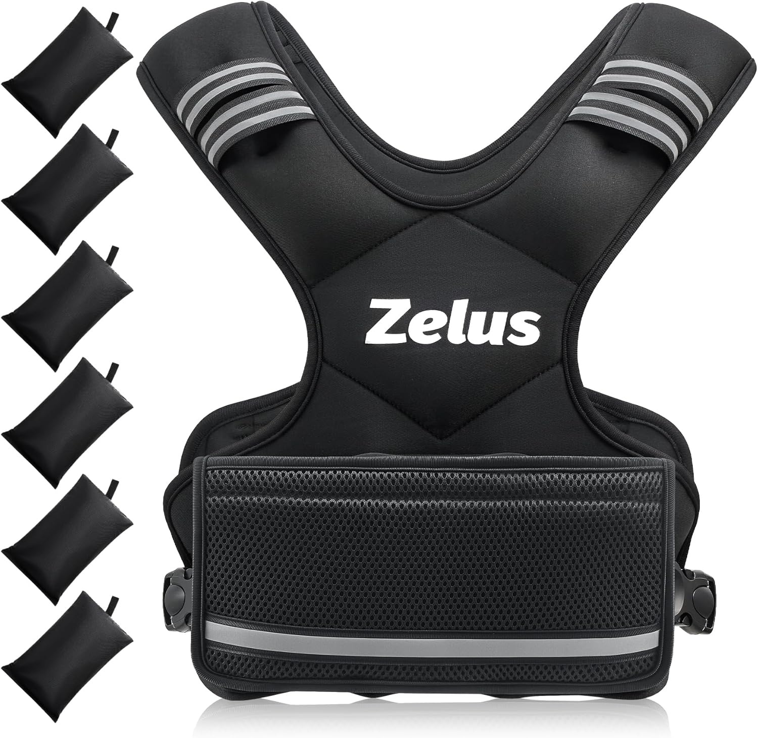 image:imageZELUS Weighted Vest for Men and Women 410lb1120lb2032lb Vest with 6 Ironsand Weights for Home Workouts Adjustable Body Weight Vest Exercise Set for Cardio and Strength TrainingBlack
