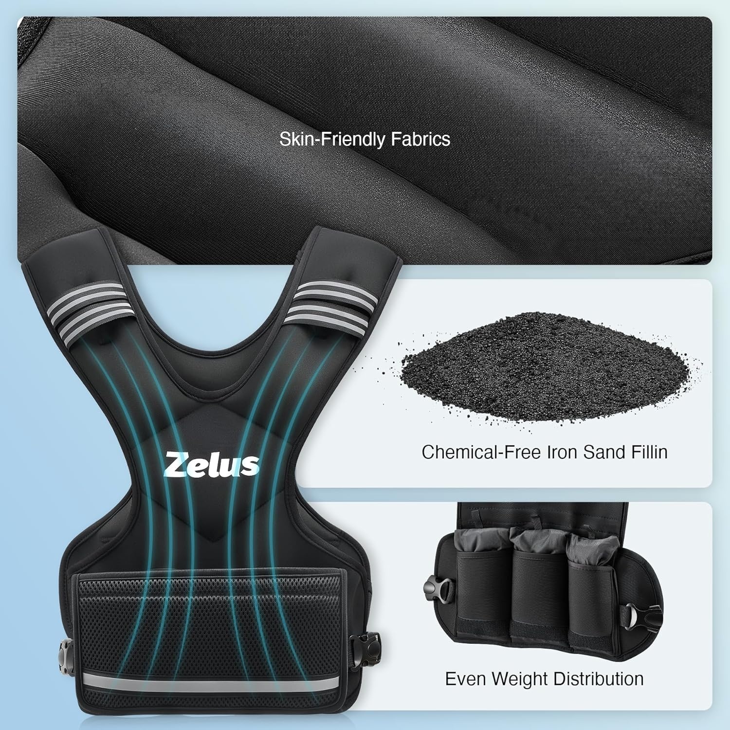 image:imageZELUS Weighted Vest for Men and Women 410lb1120lb2032lb Vest with 6 Ironsand Weights for Home Workouts Adjustable Body Weight Vest Exercise Set for Cardio and Strength TrainingBlack