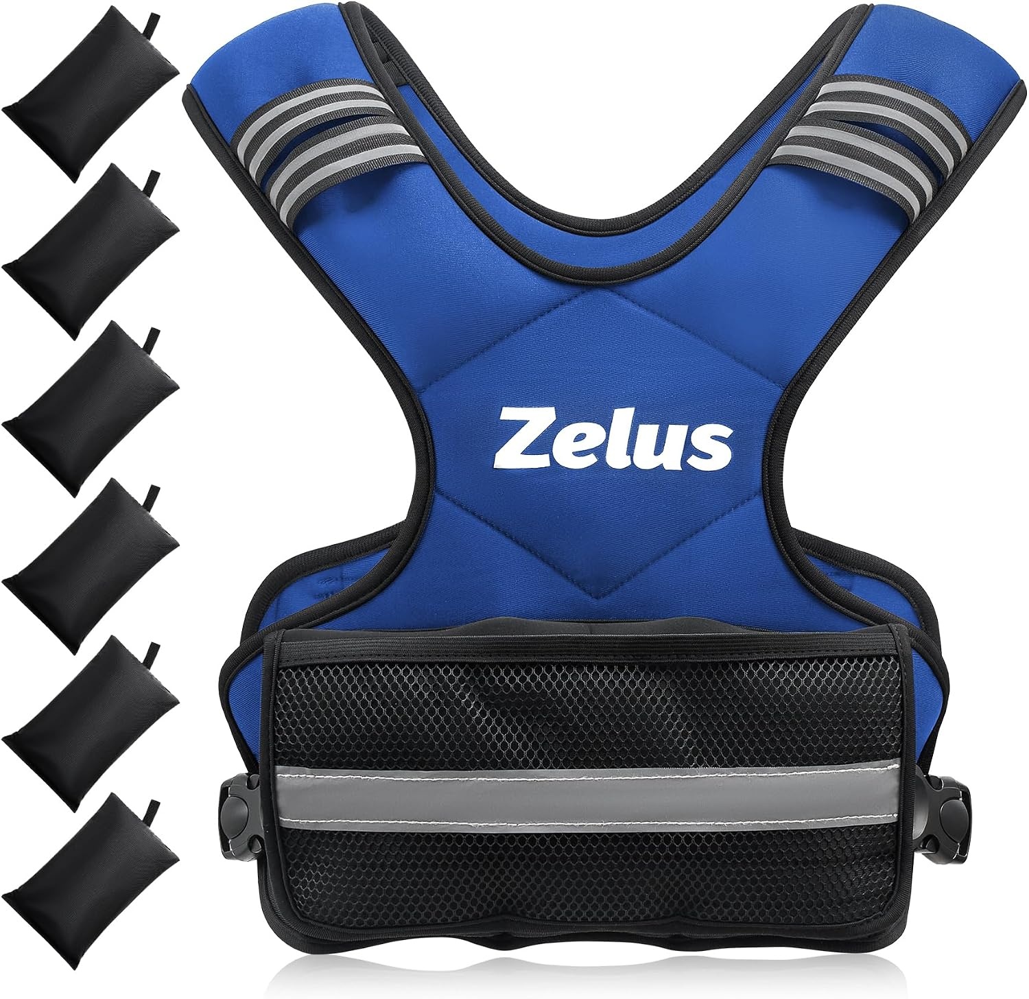 image:imageZELUS Weighted Vest for Men and Women 410lb1120lb2032lb Vest with 6 Ironsand Weights for Home Workouts Adjustable Body Weight Vest Exercise Set for Cardio and Strength TrainingBlue