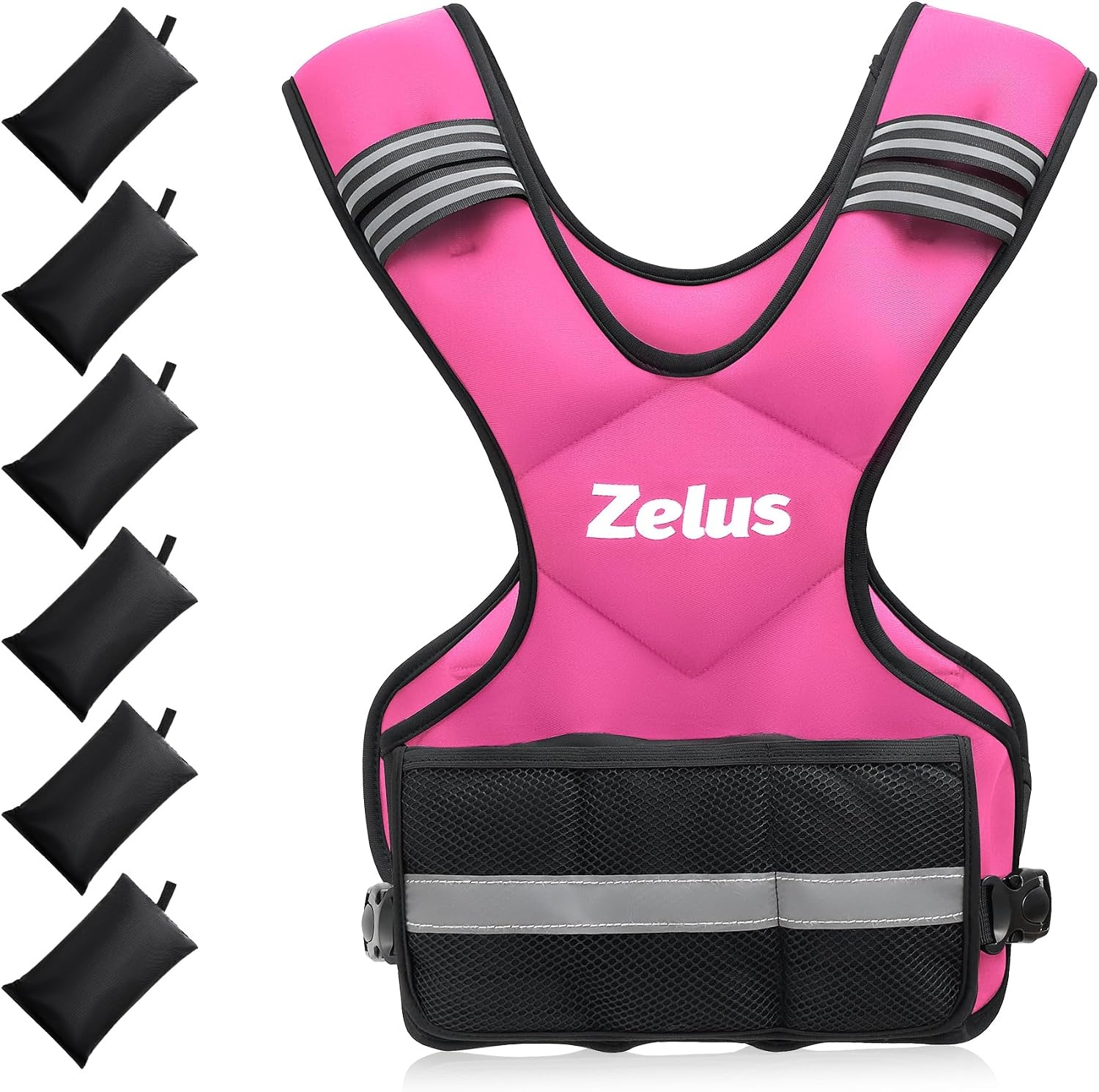 image:imageZELUS Weighted Vest for Men and Women 410lb1120lb2032lb Vest with 6 Ironsand Weights for Home Workouts Adjustable Body Weight Vest Exercise Set for Cardio and Strength TrainingPink