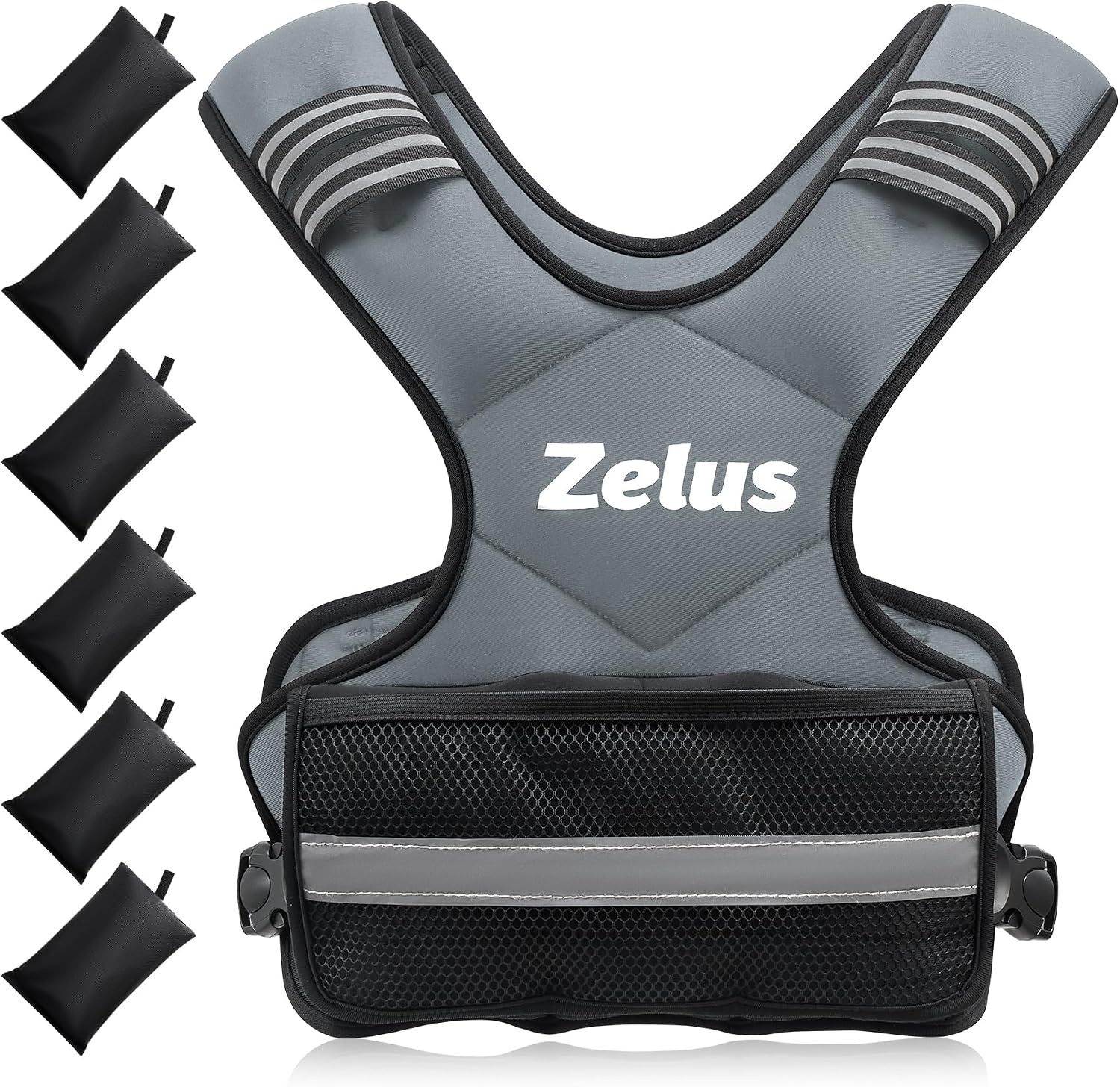 image:imageZELUS Weighted Vest for Men and Women 410lb1120lb2032lb Vest with 6 Ironsand Weights for Home Workouts Adjustable Body Weight Vest Exercise Set for Cardio and Strength TrainingGray