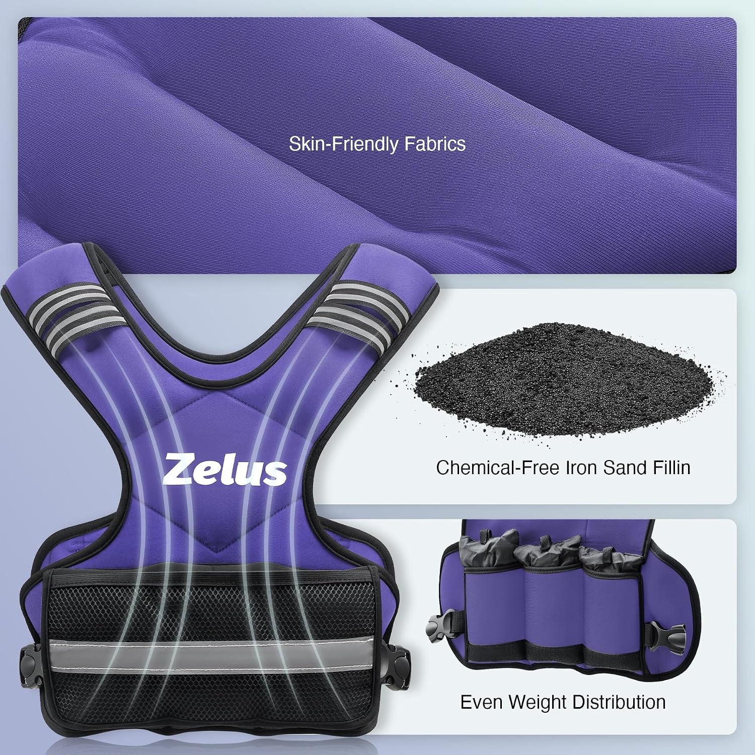 image:imageZELUS Weighted Vest for Men and Women 410lb1120lb2032lb Vest with 6 Ironsand Weights for Home Workouts Adjustable Body Weight Vest Exercise Set for Cardio and Strength TrainingViolet