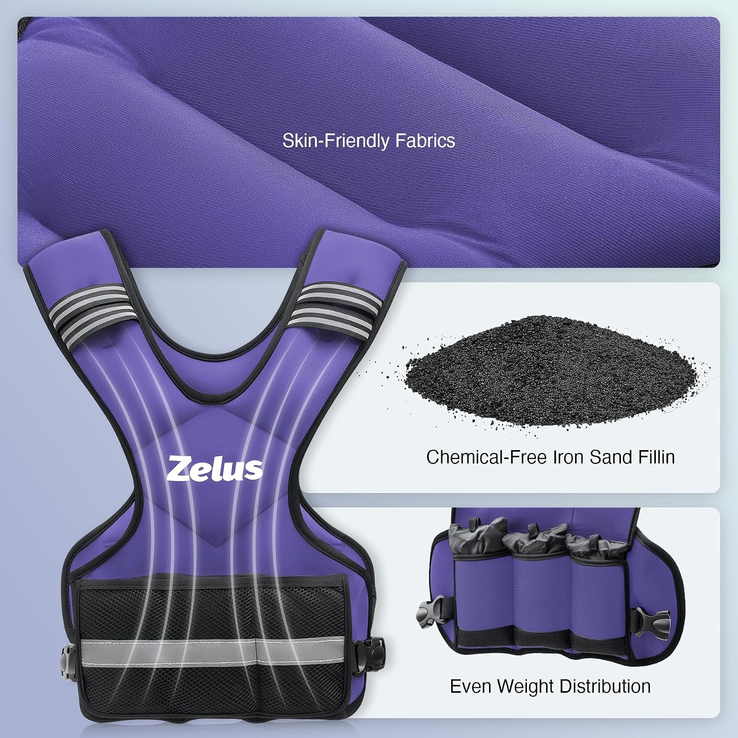 image:imageZELUS Weighted Vest for Men and Women 410lb1120lb2032lb Vest with 6 Ironsand Weights for Home Workouts Adjustable Body Weight Vest Exercise Set for Cardio and Strength TrainingViolet