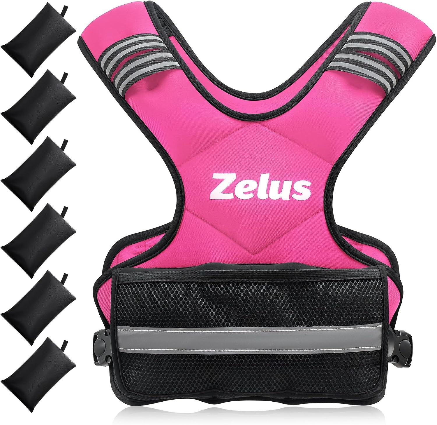 image:imageZELUS Weighted Vest for Men and Women 410lb1120lb2032lb Vest with 6 Ironsand Weights for Home Workouts Adjustable Body Weight Vest Exercise Set for Cardio and Strength TrainingPink