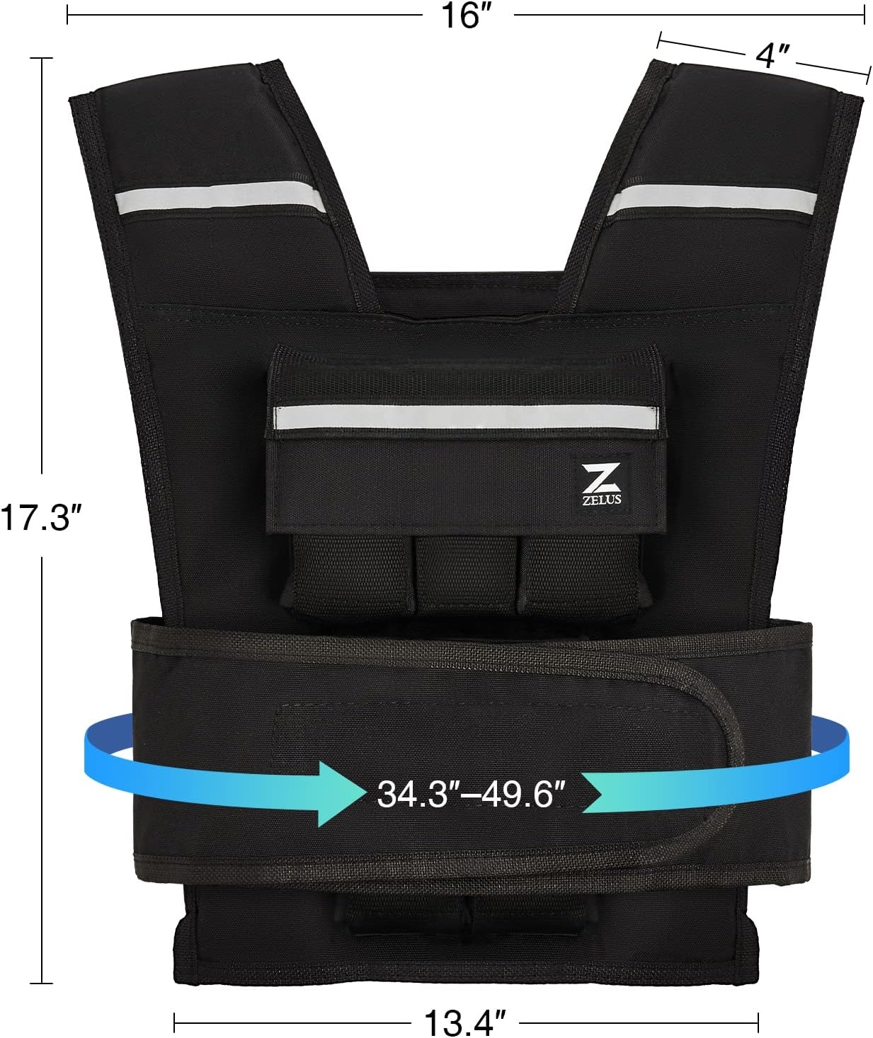 image:imageZELUS Weighted Vest with Adjustable Weights for Home Workouts Adjustable onesize vest reflective strips padded straps for cardio strength training weight loss23lb Iron Bar