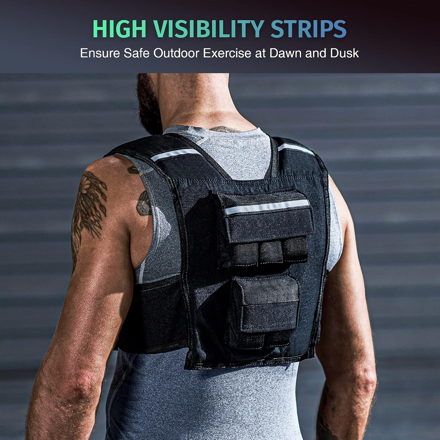 image:imageZELUS Weighted Vest with Adjustable Weights for Home Workouts Adjustable onesize vest reflective strips padded straps for cardio strength training weight loss23lb Iron Bar