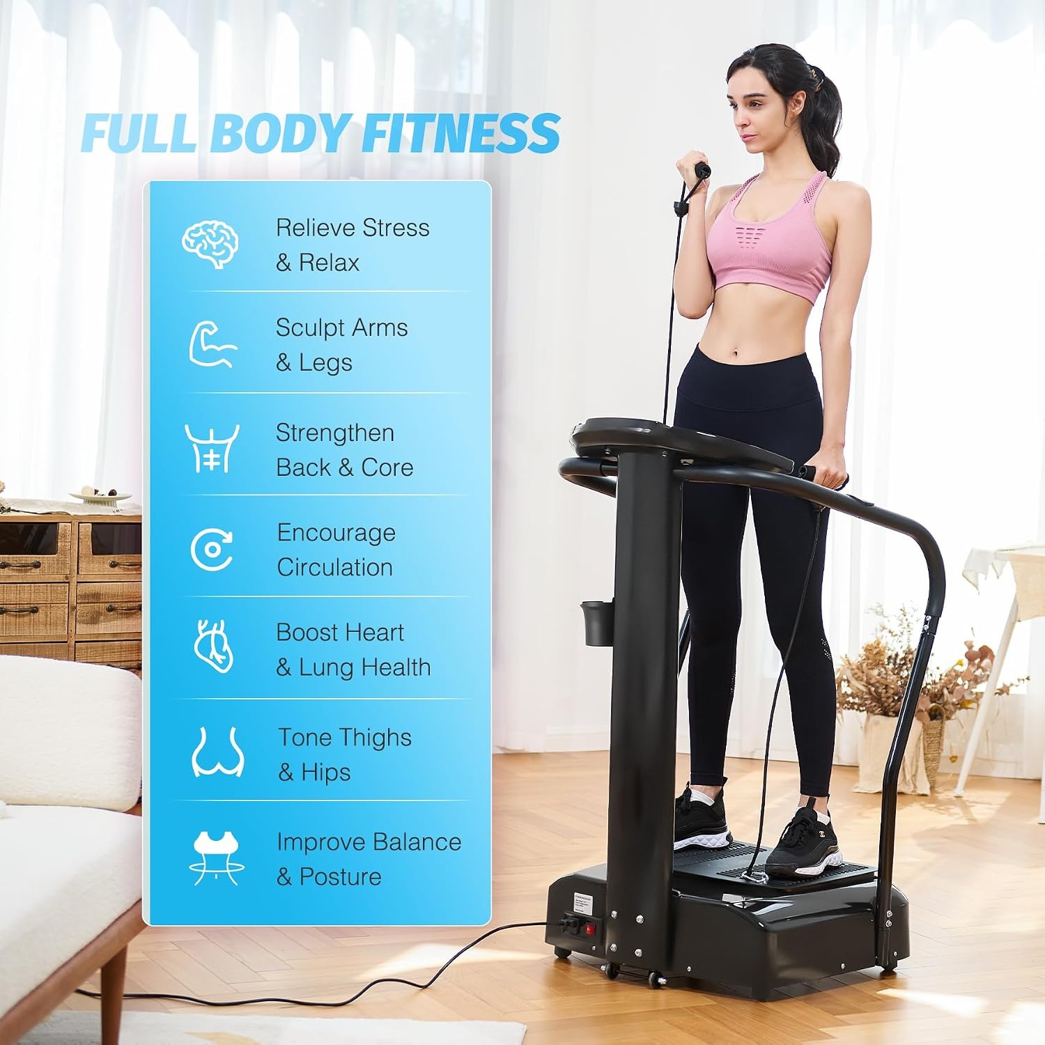 image:imageZELUS Whole Body Vibration Plate 500W Vibration Plate Exercise Machine with 99 Levels 3 Preset Modes amp 2 Resistance Bands Training Fitness Vibration Platform Machine for Home Gym with 330lb Capacity