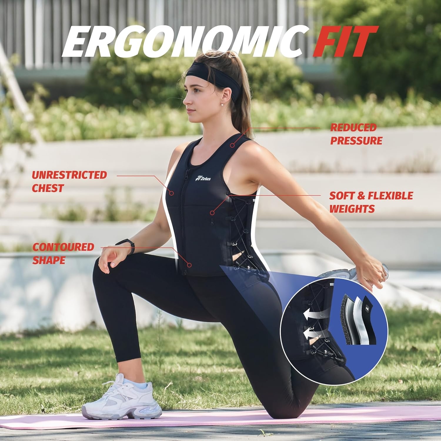 image:imageZelus Weighted Vest for Women Men Adjustable ZFit Slim Weight Vest 115lb Removable ZFit Soft Iron Weights Machine Washable Reflective amp Pocket DesignWalking Running Strength Training Weight LossBlack