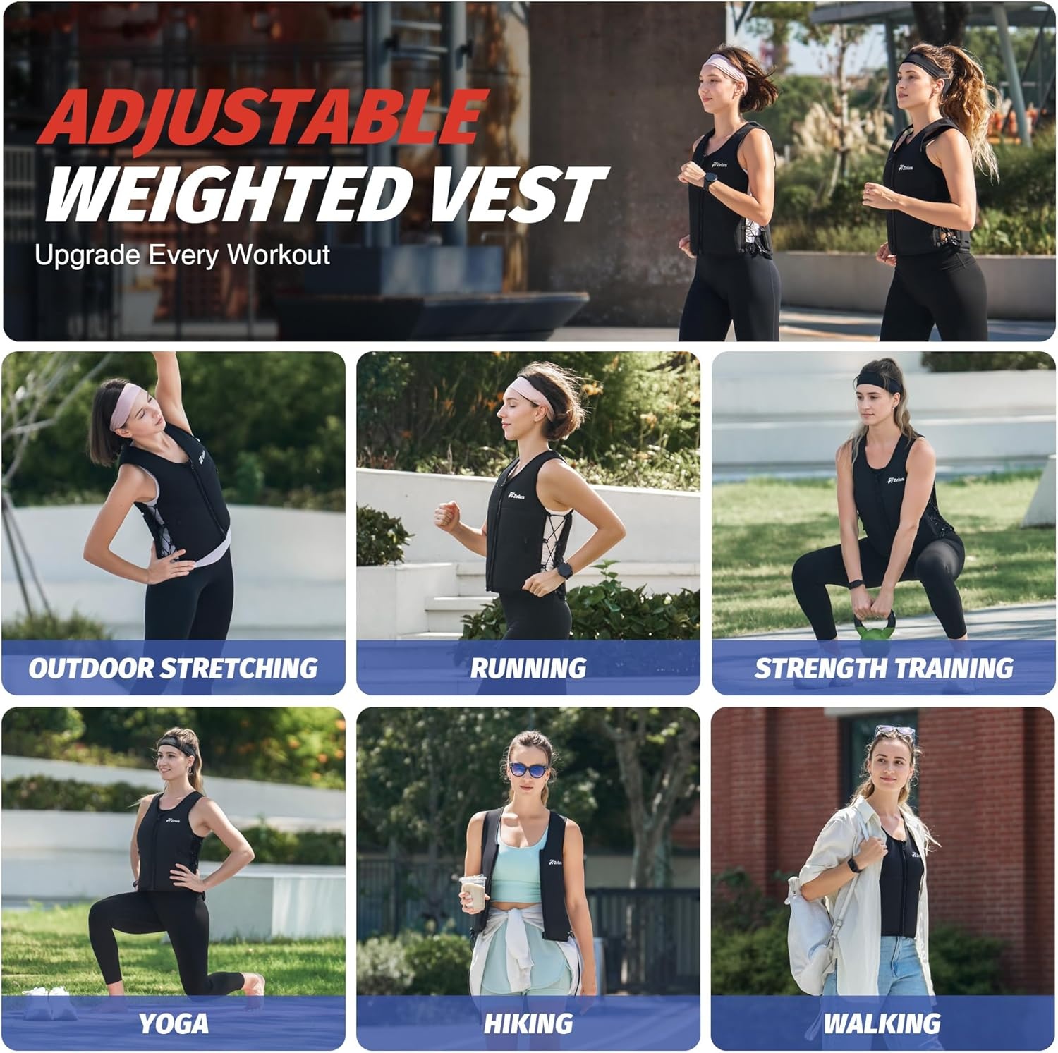 image:imageZelus Weighted Vest for Women Men Adjustable ZFit Slim Weight Vest 115lb Removable ZFit Soft Iron Weights Machine Washable Reflective amp Pocket DesignWalking Running Strength Training Weight LossBlack
